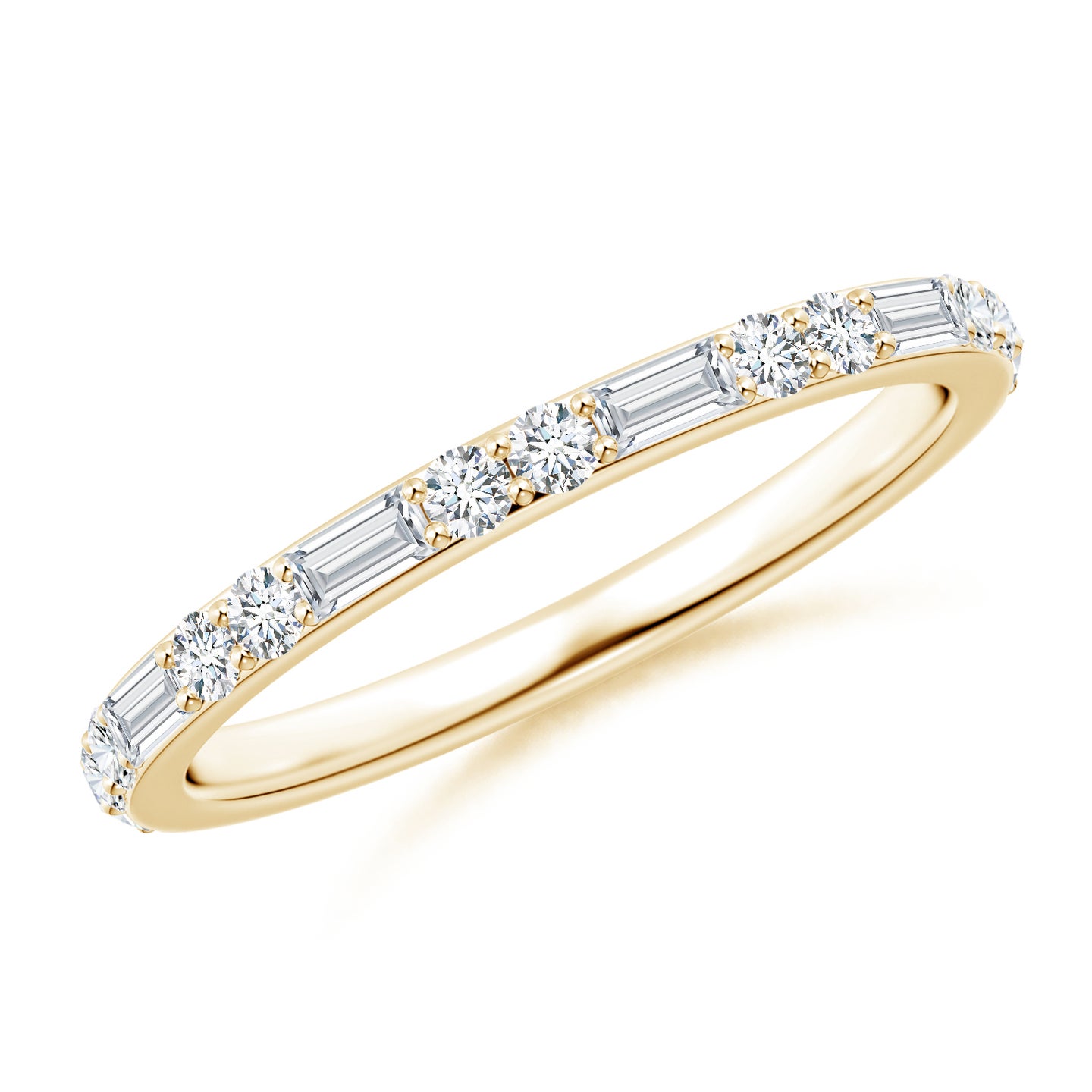 Lab-Grown Baguette & Round Diamond Half Eternity Stackable Ring