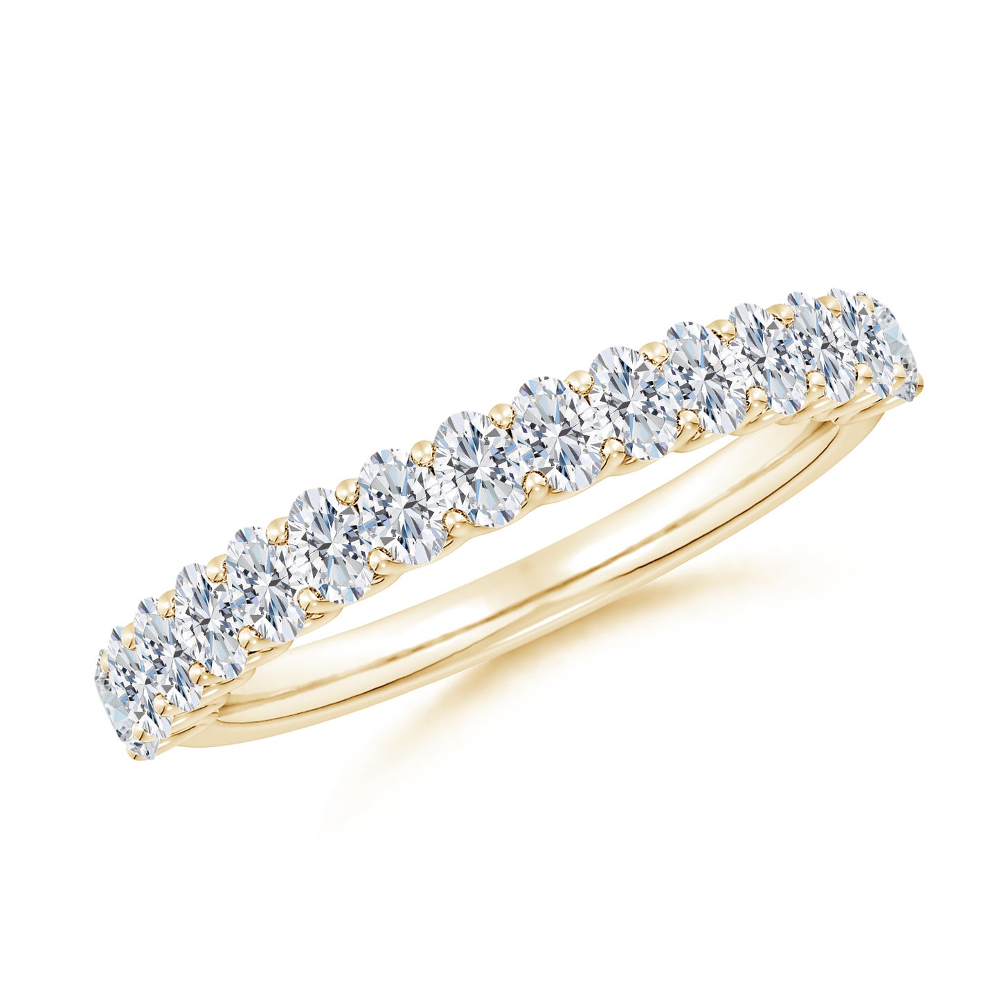Lab-Grown Shared Prong-Set Oval Diamond Half Eternity Wedding Ring