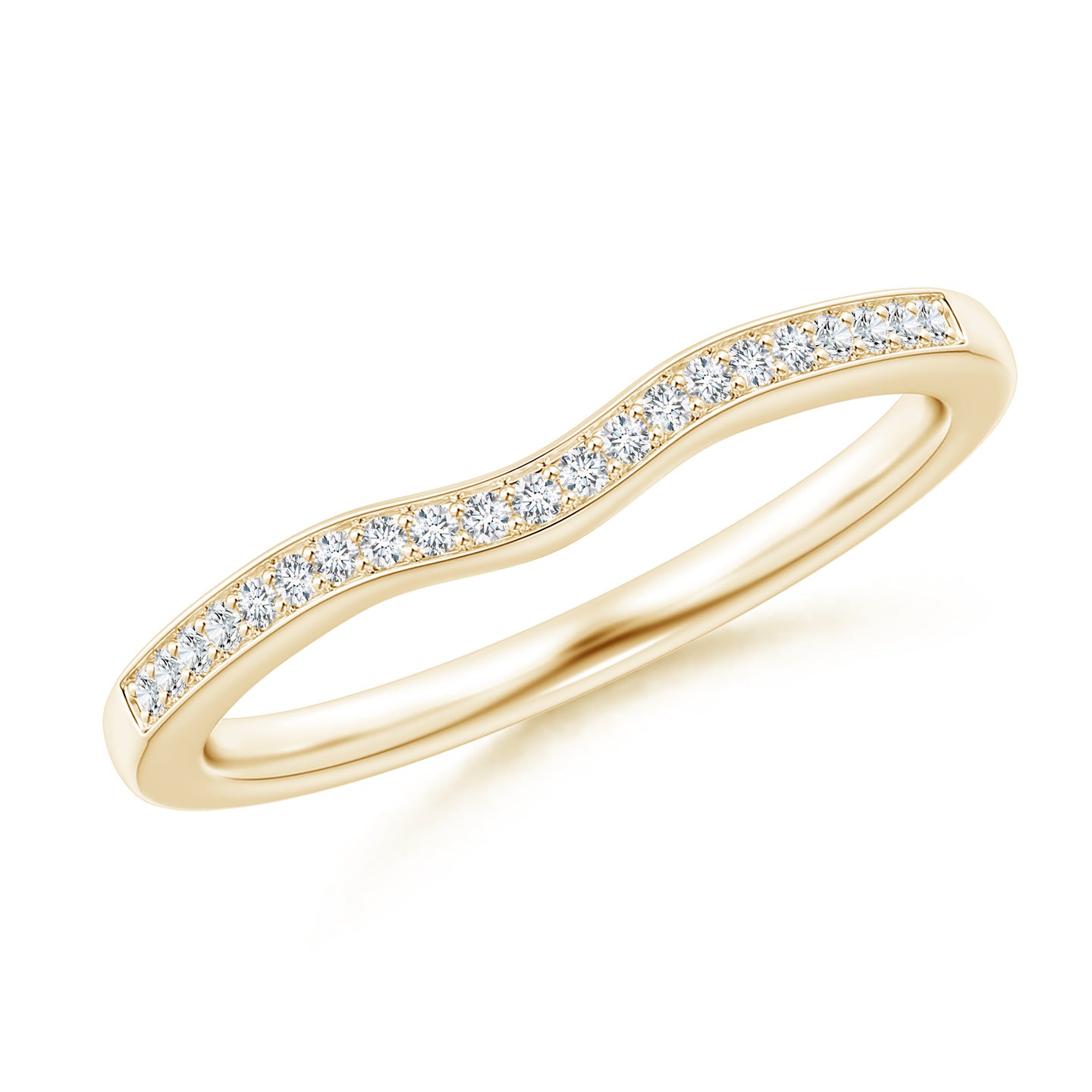 Lab-Grown Pave-Set Diamond Curved Wedding Ring