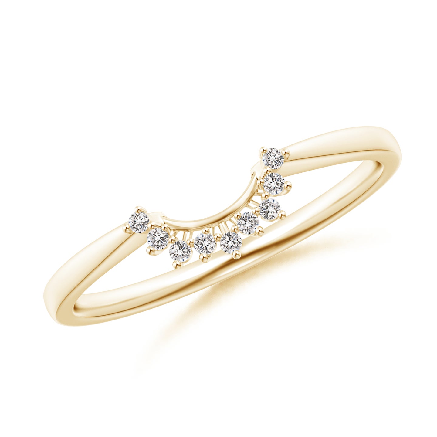 1.1mm IJI1I2 Diamond Curved Wedding Band in Yellow Gold