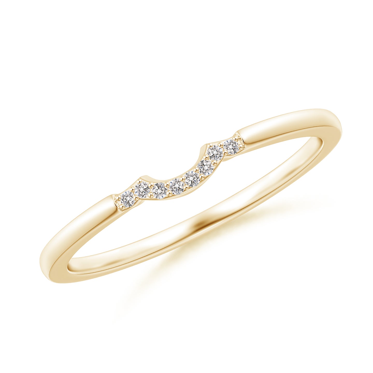 0.9mm IJI1I2 Prong-Set Diamond Curved Wedding Band in Yellow Gold