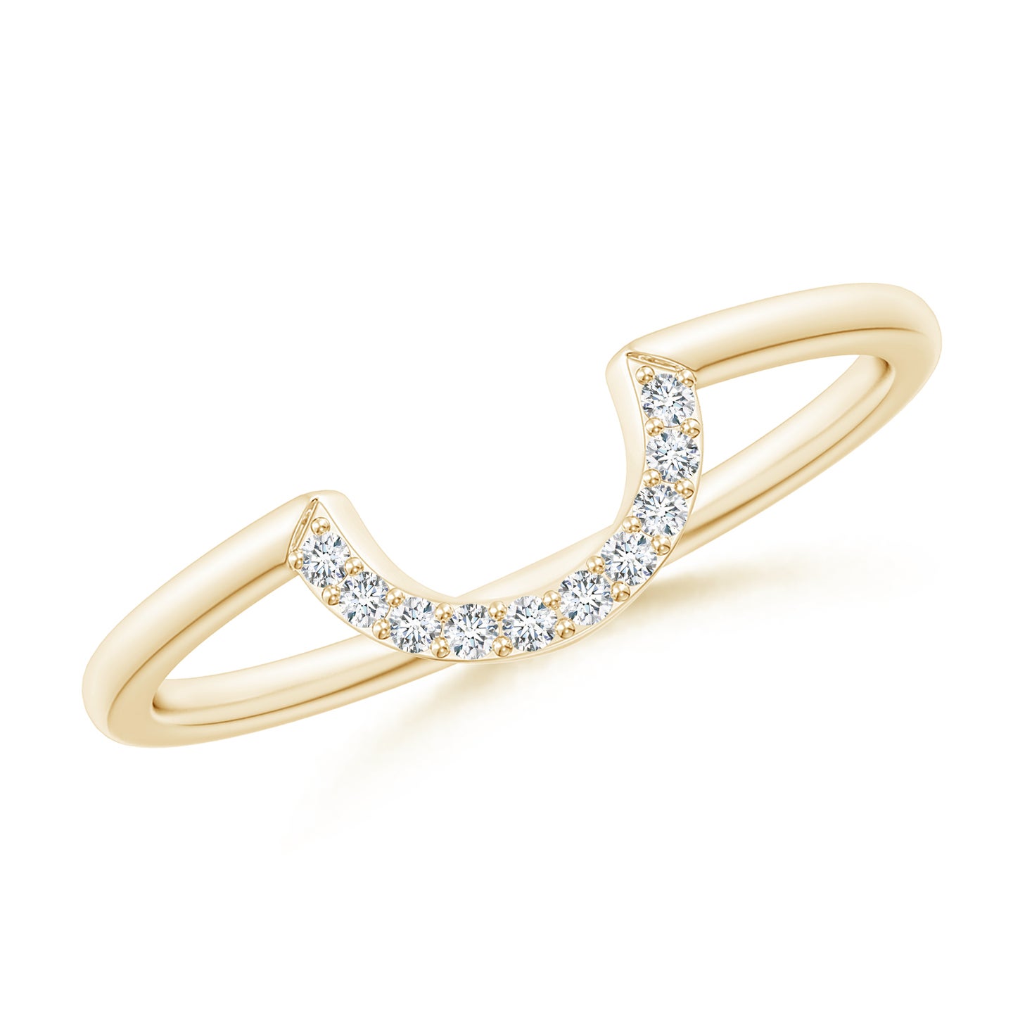 Lab-Grown Prong-Set Diamond U-Shaped Comfort Fit Wedding Ring