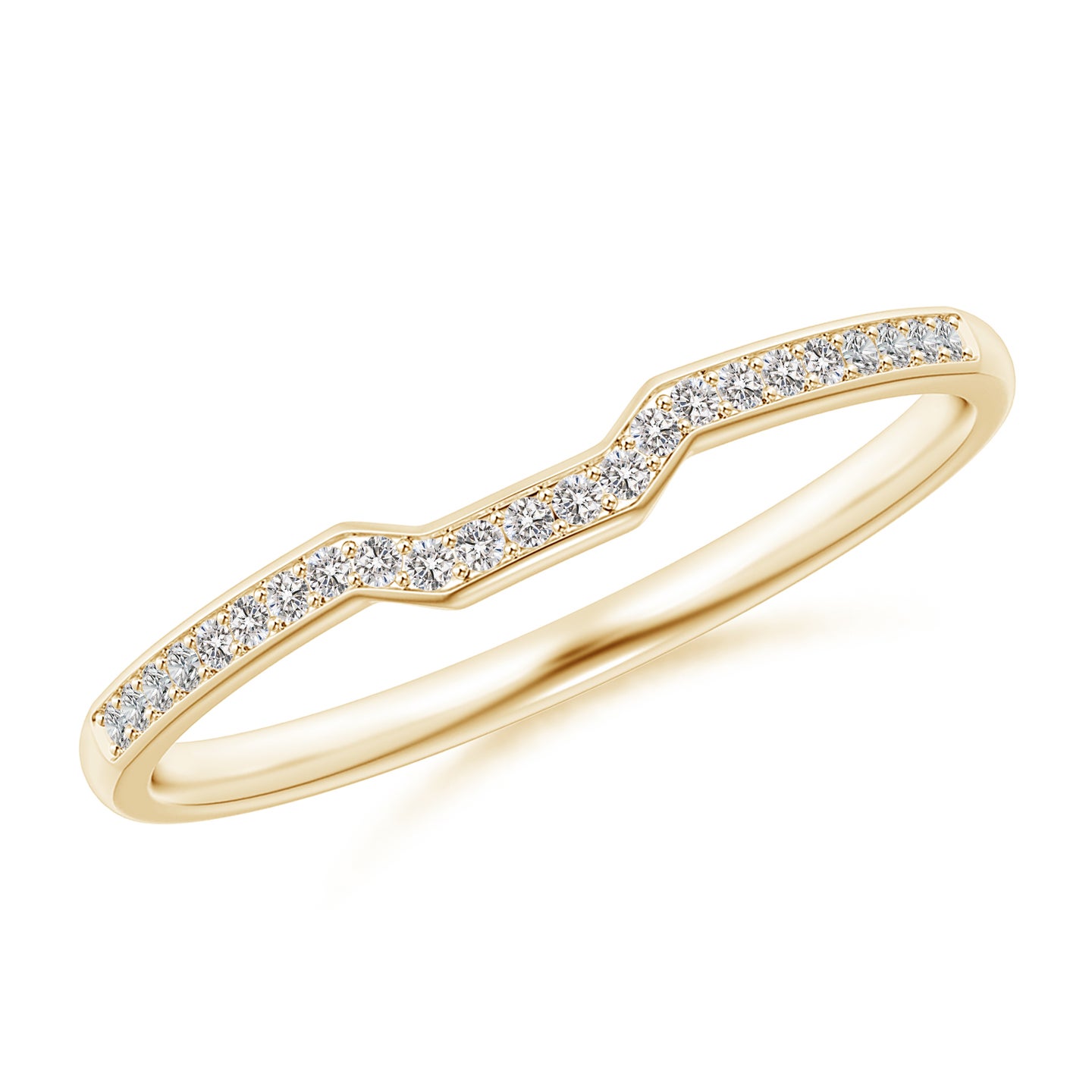 0.9mm IJI1I2 Pave-Set Diamond Square-Shaped Wedding Band in Yellow Gold