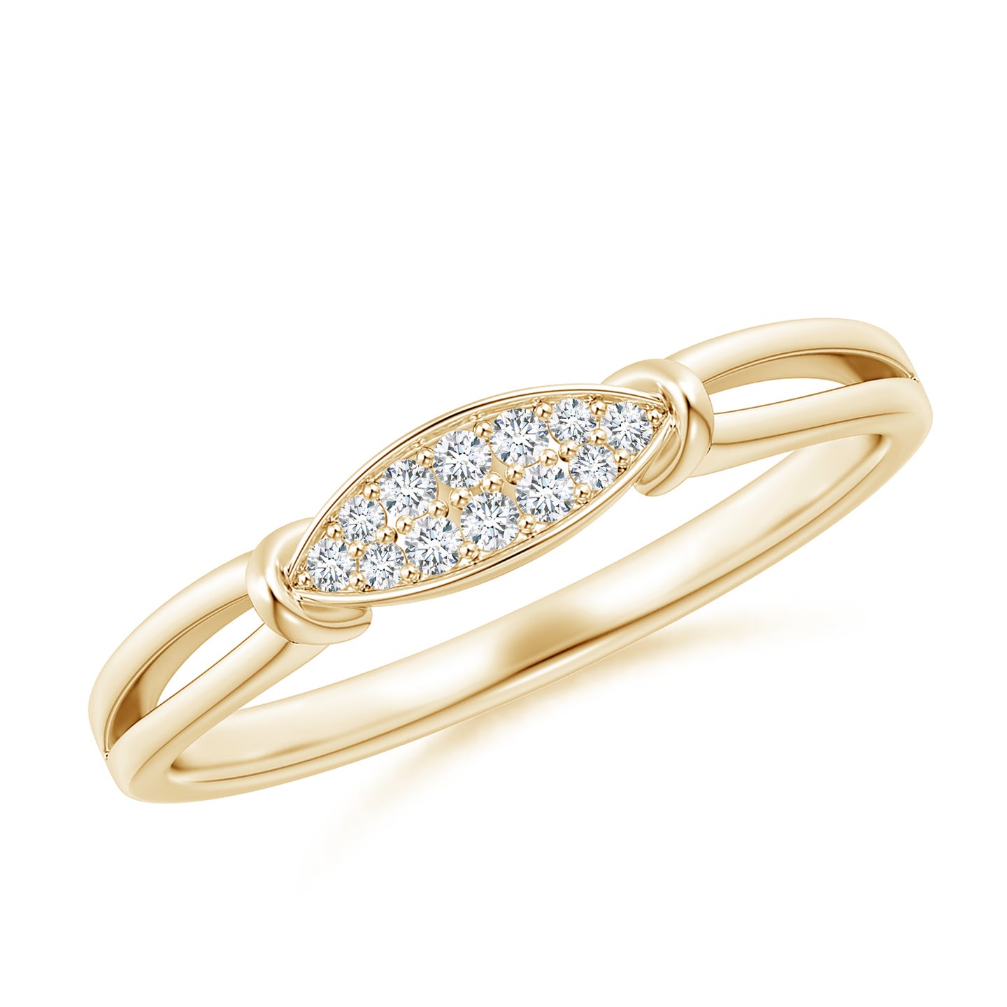 1.1mm GVS2 Pave-Set Diamond Marquise Wedding Band in Yellow Gold