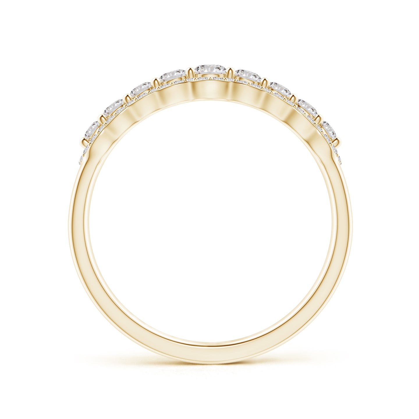 2.6mm IJI1I2 Scalloped-Edge Diamond Nine Stone Anniversary Band in Yellow Gold