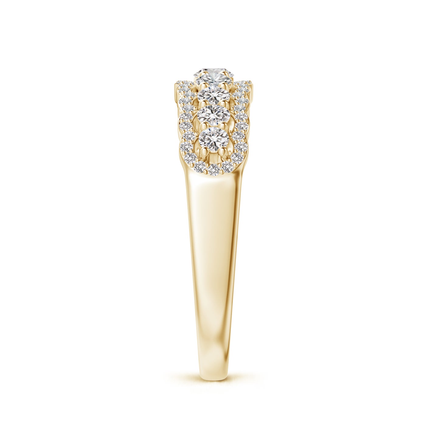 2.6mm IJI1I2 Scalloped-Edge Diamond Nine Stone Anniversary Band in Yellow Gold