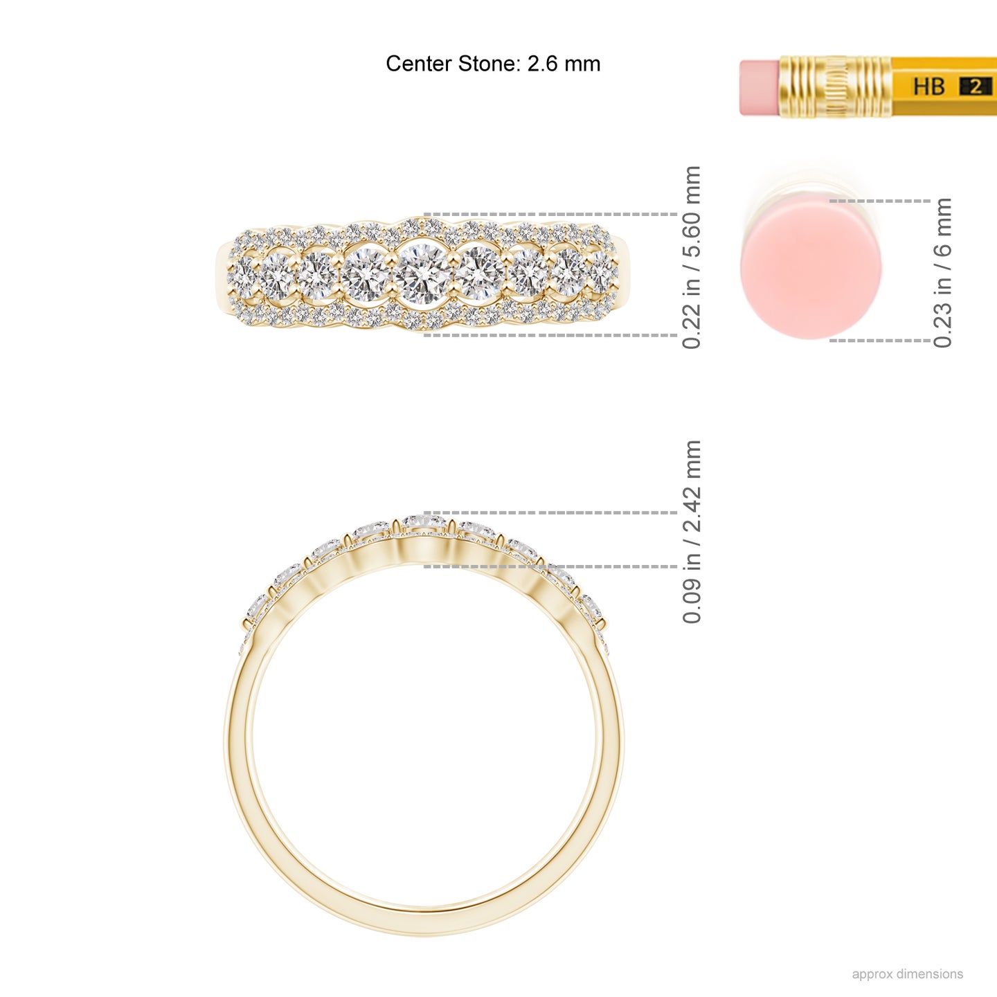 2.6mm IJI1I2 Scalloped-Edge Diamond Nine Stone Anniversary Band in Yellow Gold