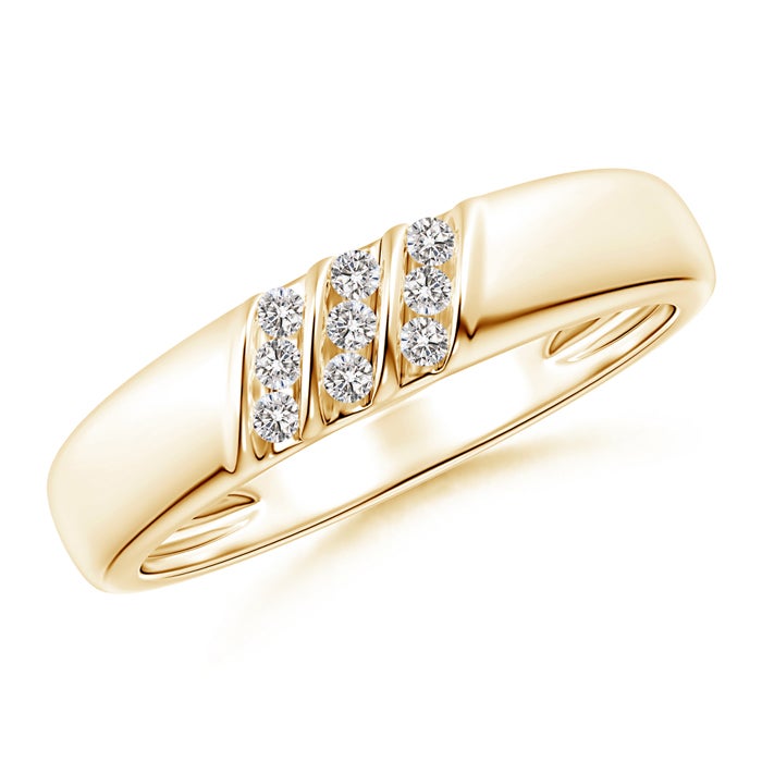 Triple Grooved Diagonal Diamond Women's Wedding Band