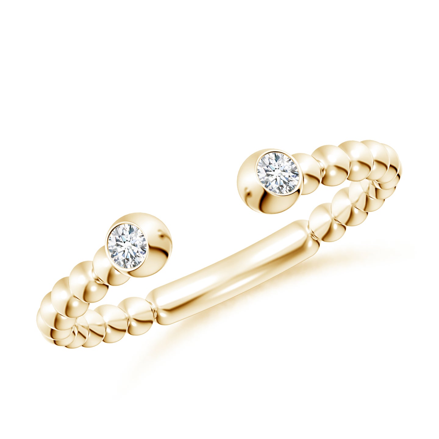 Lab-Grown Two-Stone Round Diamond Beaded Shank Open Ring