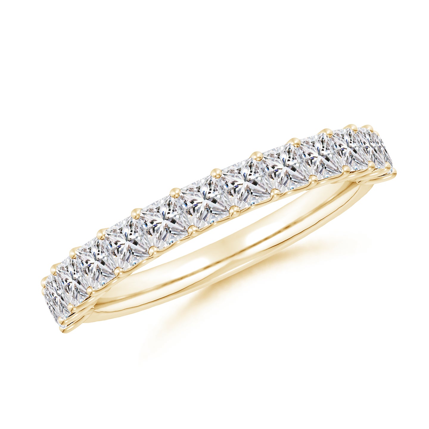 Shared Prong-Set Princess-Cut Diamond Half Eternity Wedding Ring