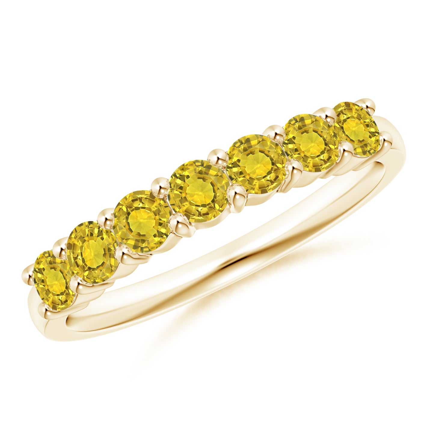 Half Eternity Seven Stone Yellow Sapphire Wedding Ring