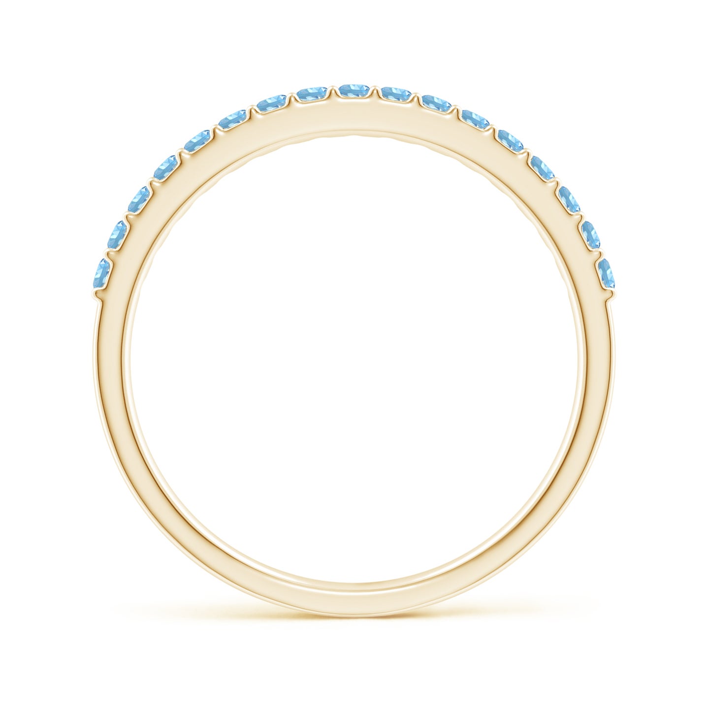Prong Set Half Eternity Round Aquamarine Wedding Ring