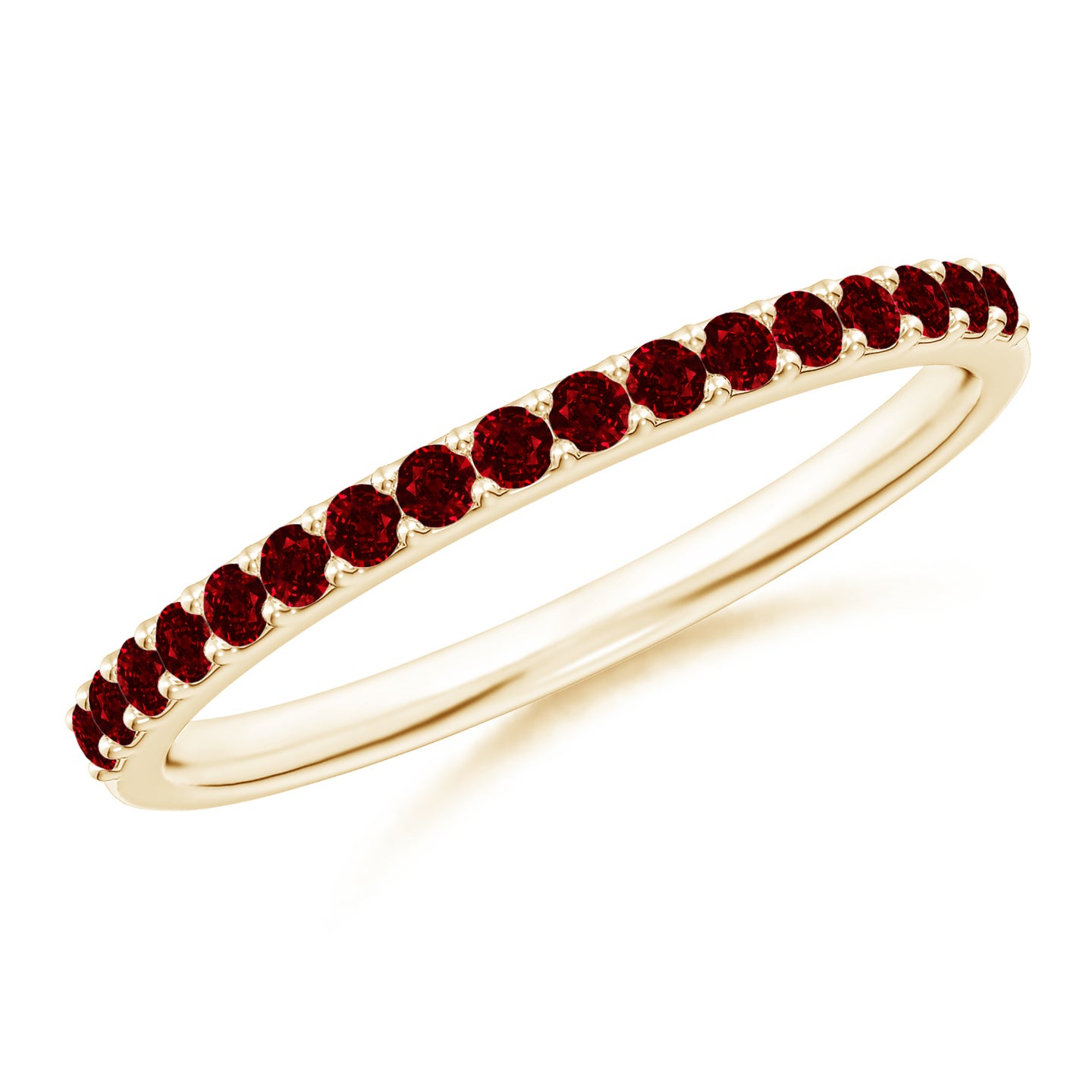 Prong Set Half Eternity Round Ruby Wedding Ring