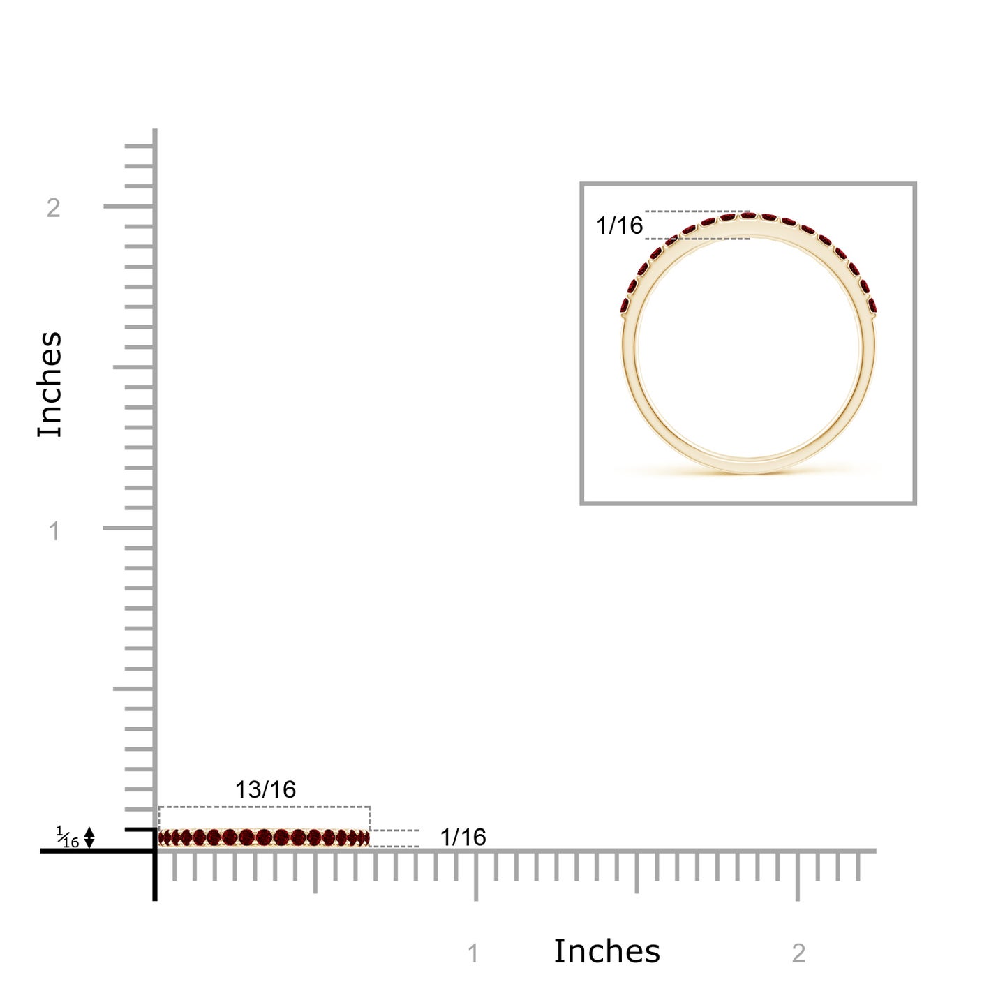 Prong Set Half Eternity Round Ruby Wedding Ring