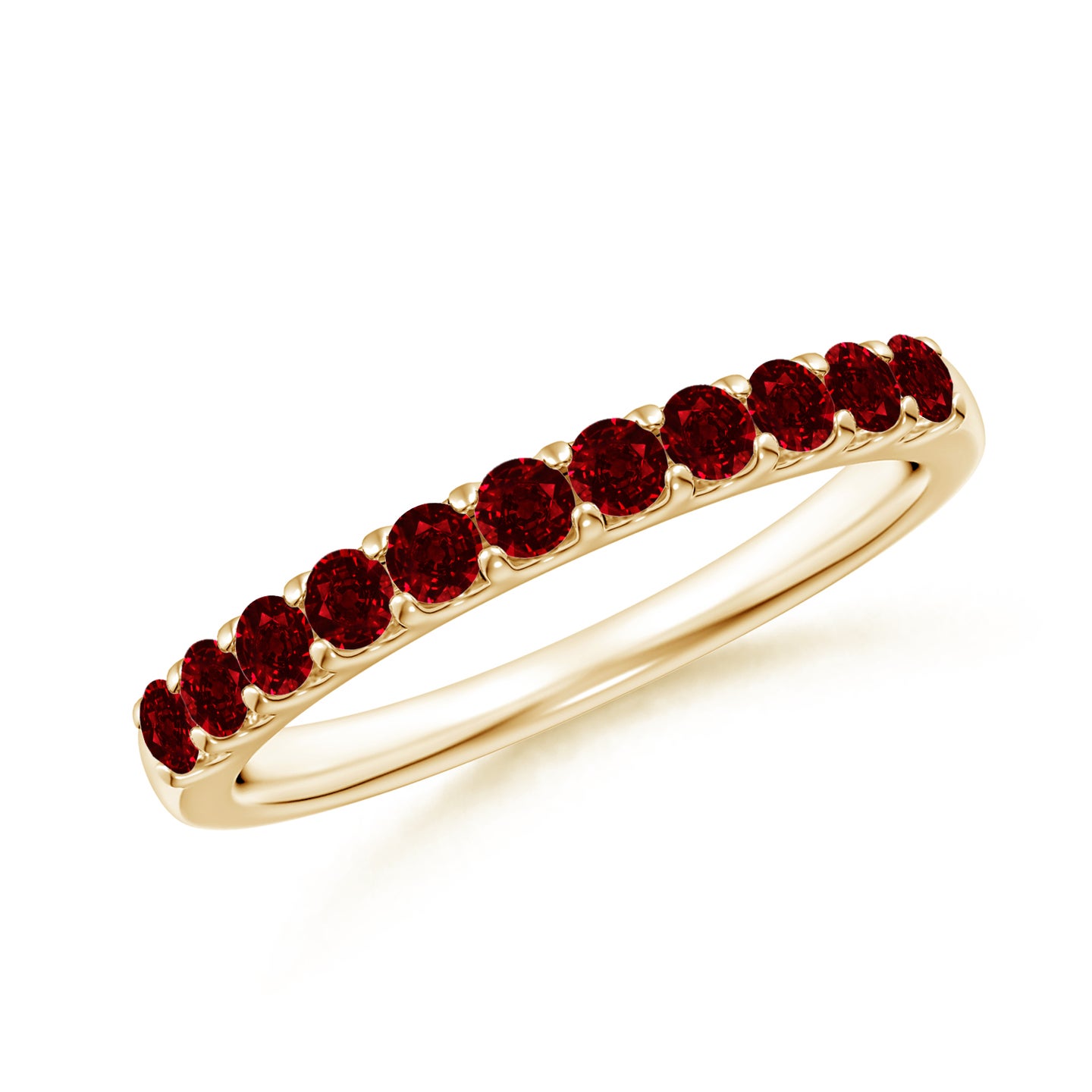 Shared Prong Set Half Eternity Ruby Wedding Band