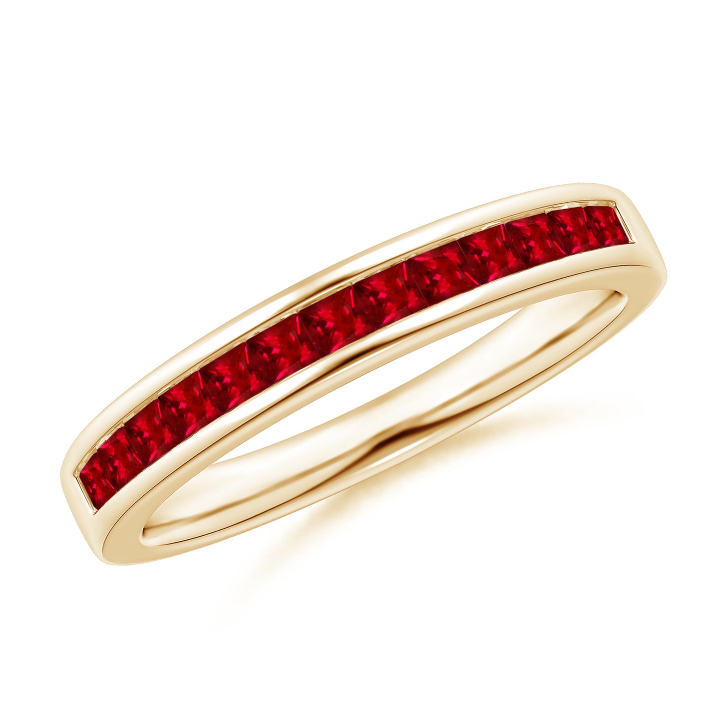 Channel Set Square Ruby Half Eternity Ring