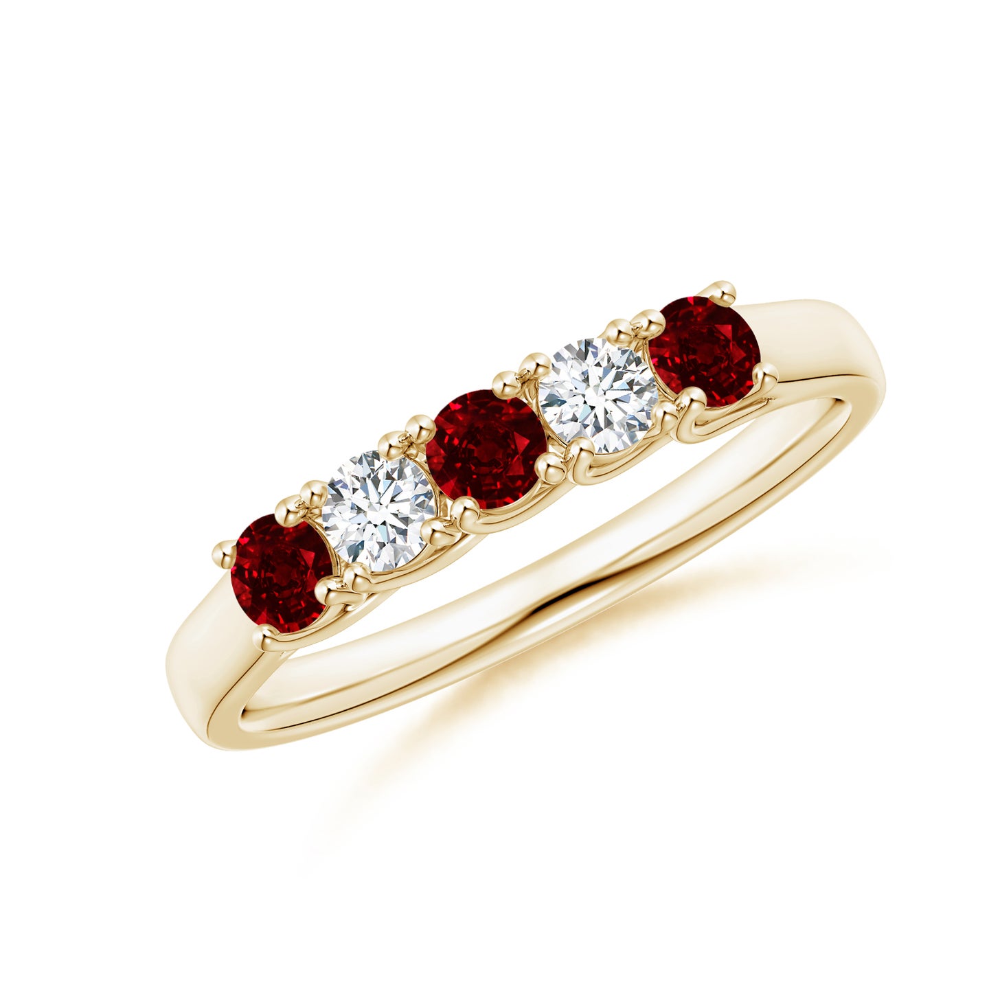 Half Eternity Five Stone Ruby and Diamond Wedding Band