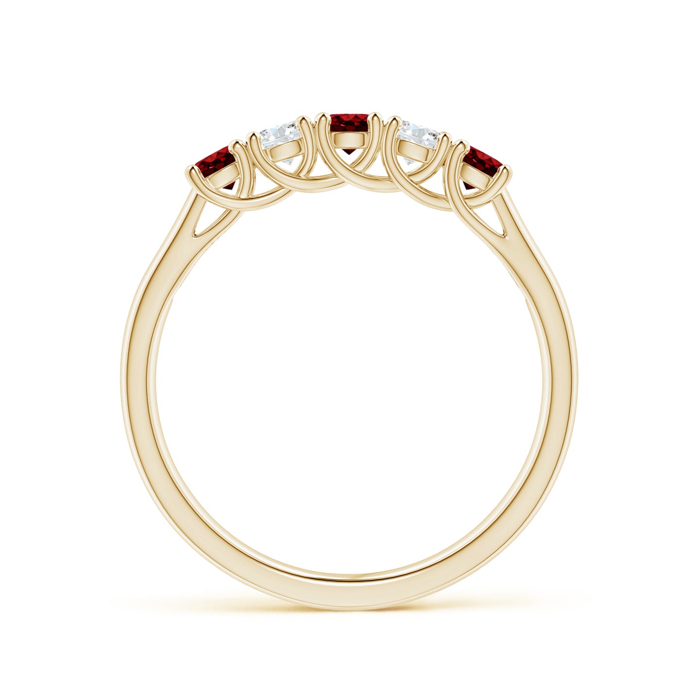 Half Eternity Five Stone Ruby and Diamond Wedding Band