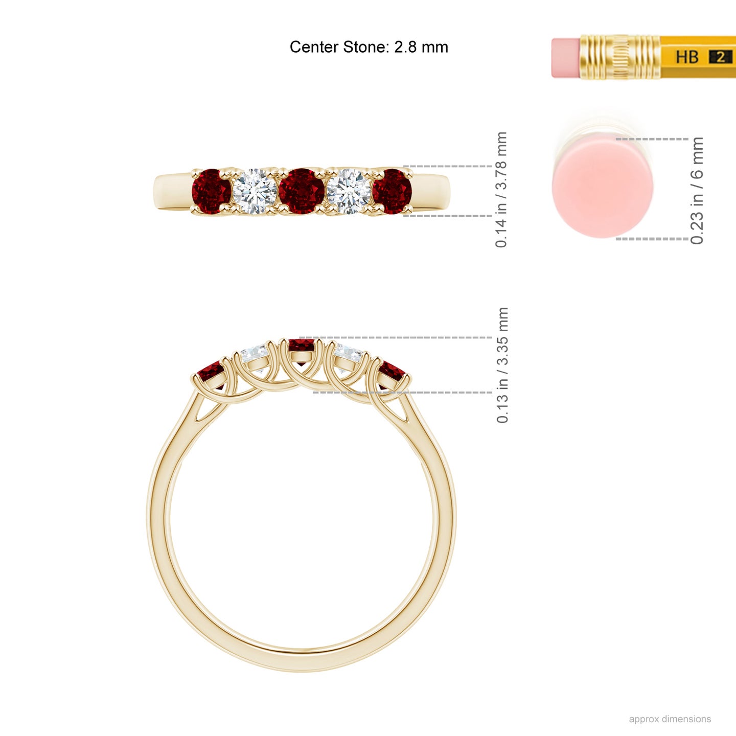 Half Eternity Five Stone Ruby and Diamond Wedding Band