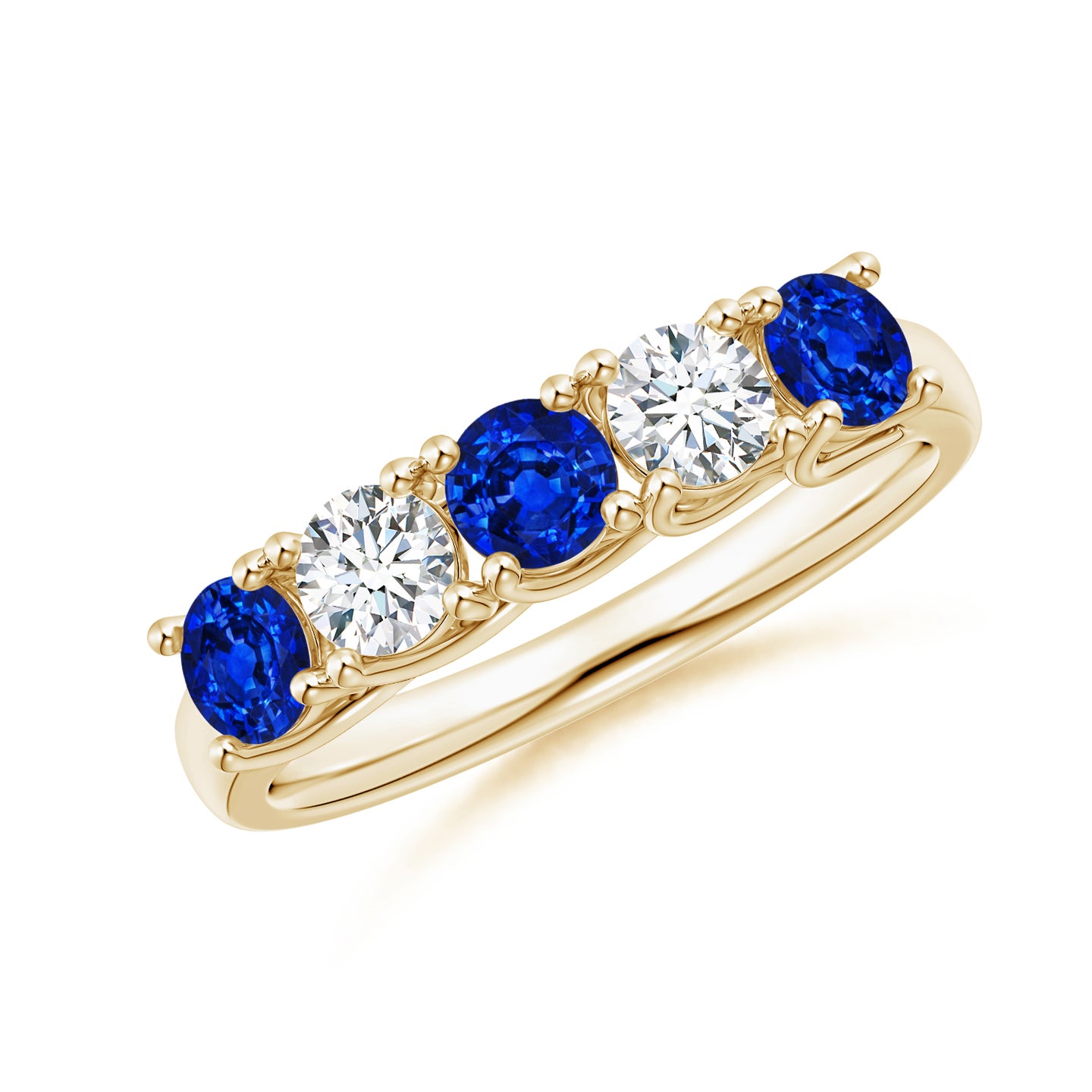 Lab-Grown Half Eternity Five Stone Sapphire and Lab Diamond Wedding Ring
