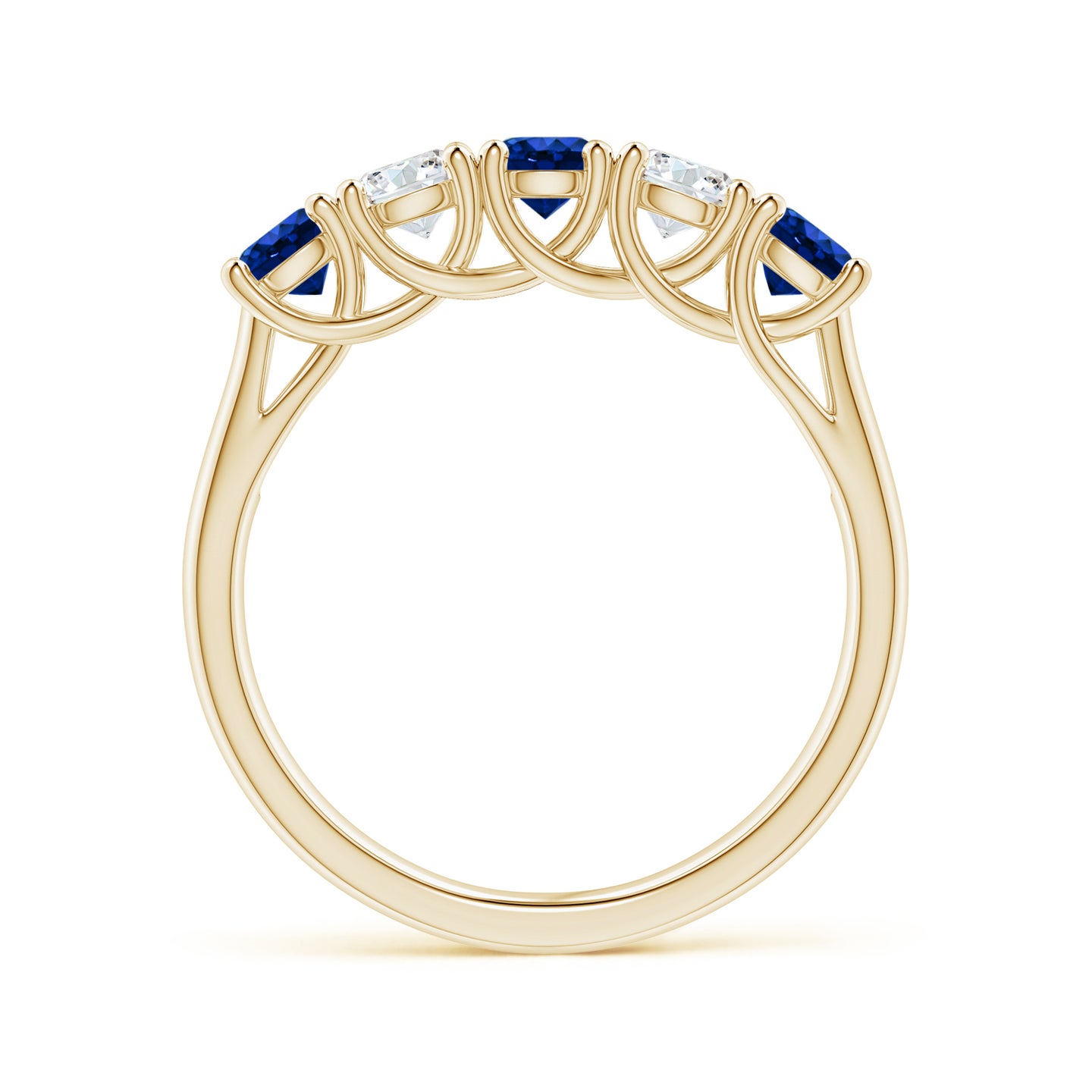 Lab-Grown Half Eternity Five Stone Sapphire and Lab Diamond Wedding Ring