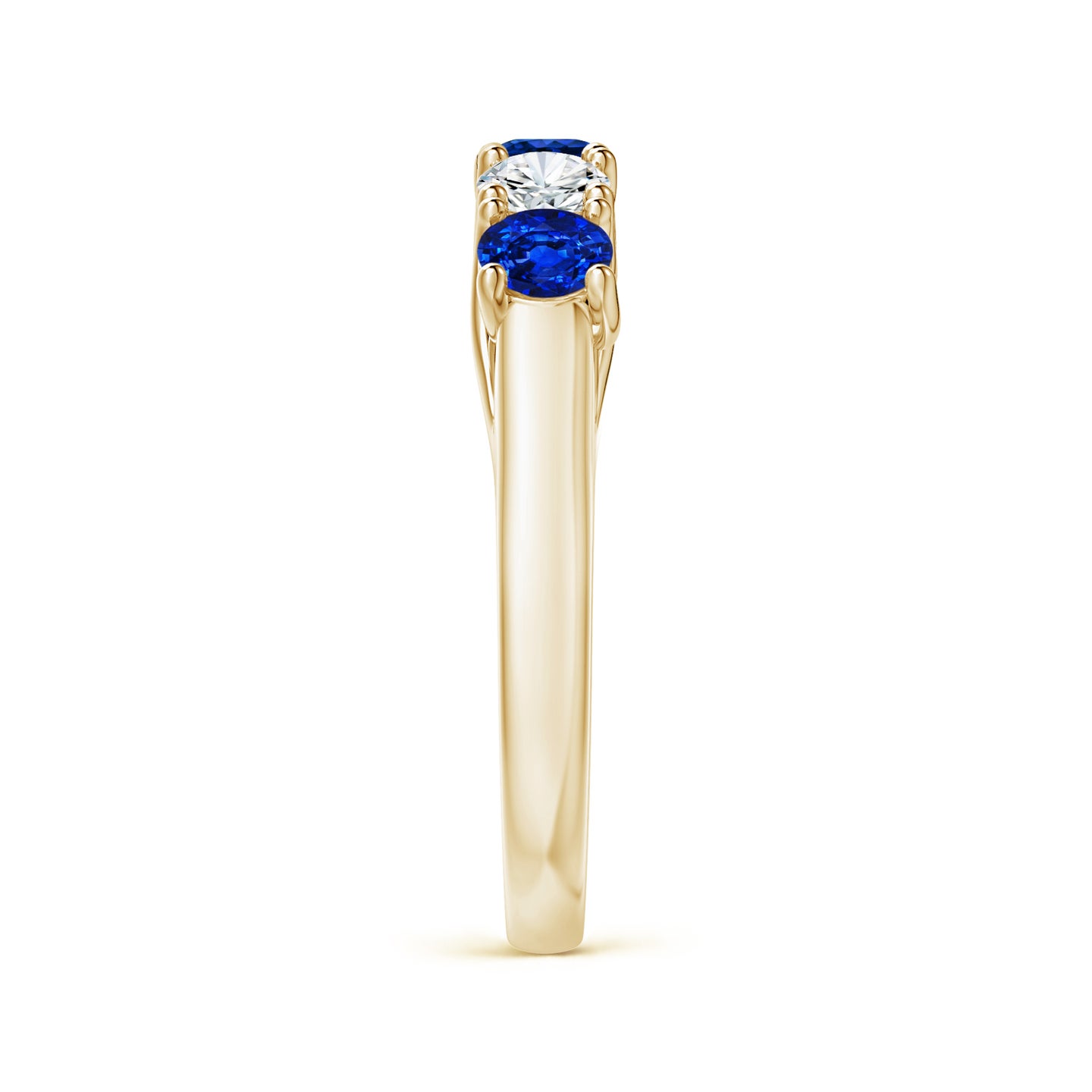 Lab-Grown Half Eternity Five Stone Sapphire and Lab Diamond Wedding Ring