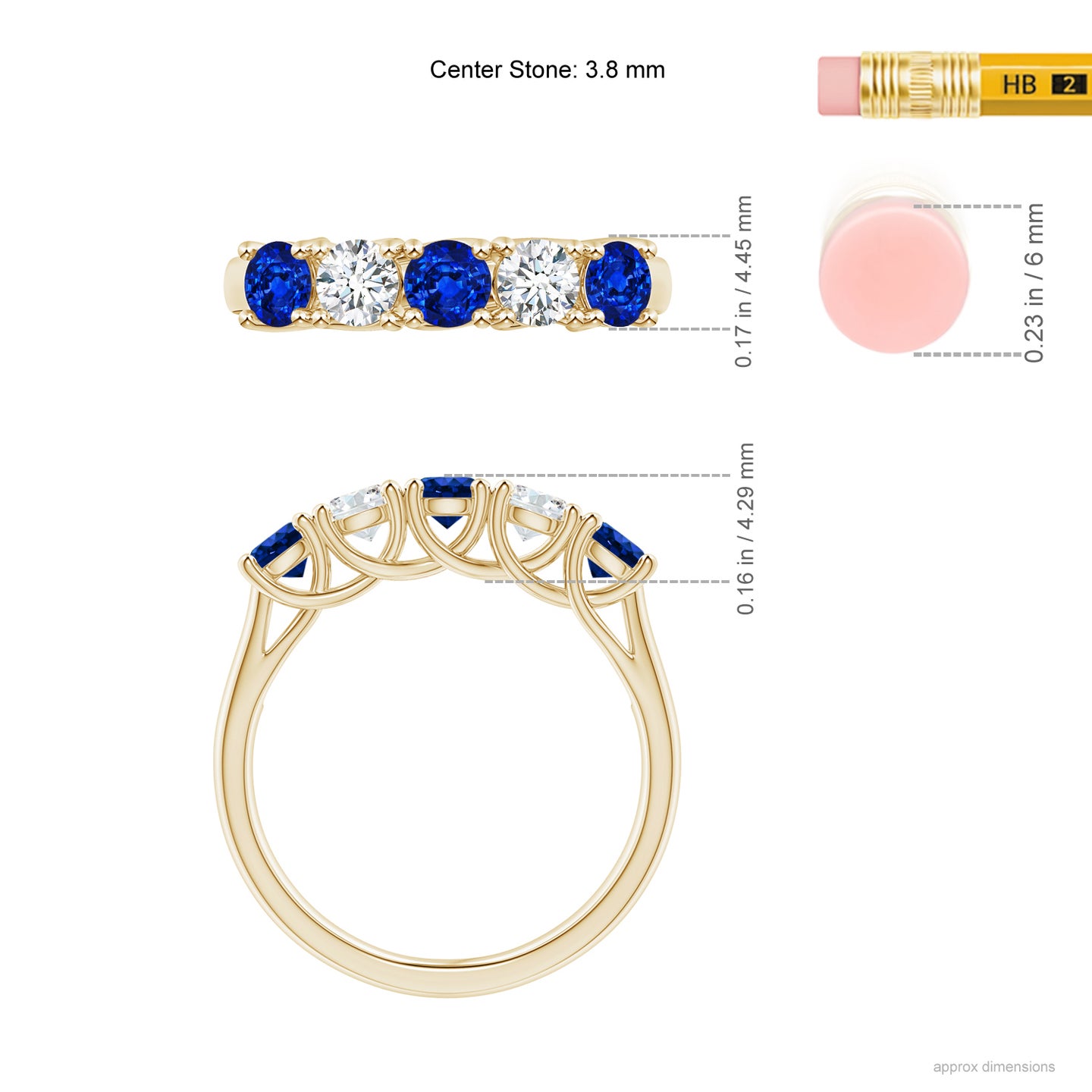 Lab-Grown Half Eternity Five Stone Sapphire and Lab Diamond Wedding Ring