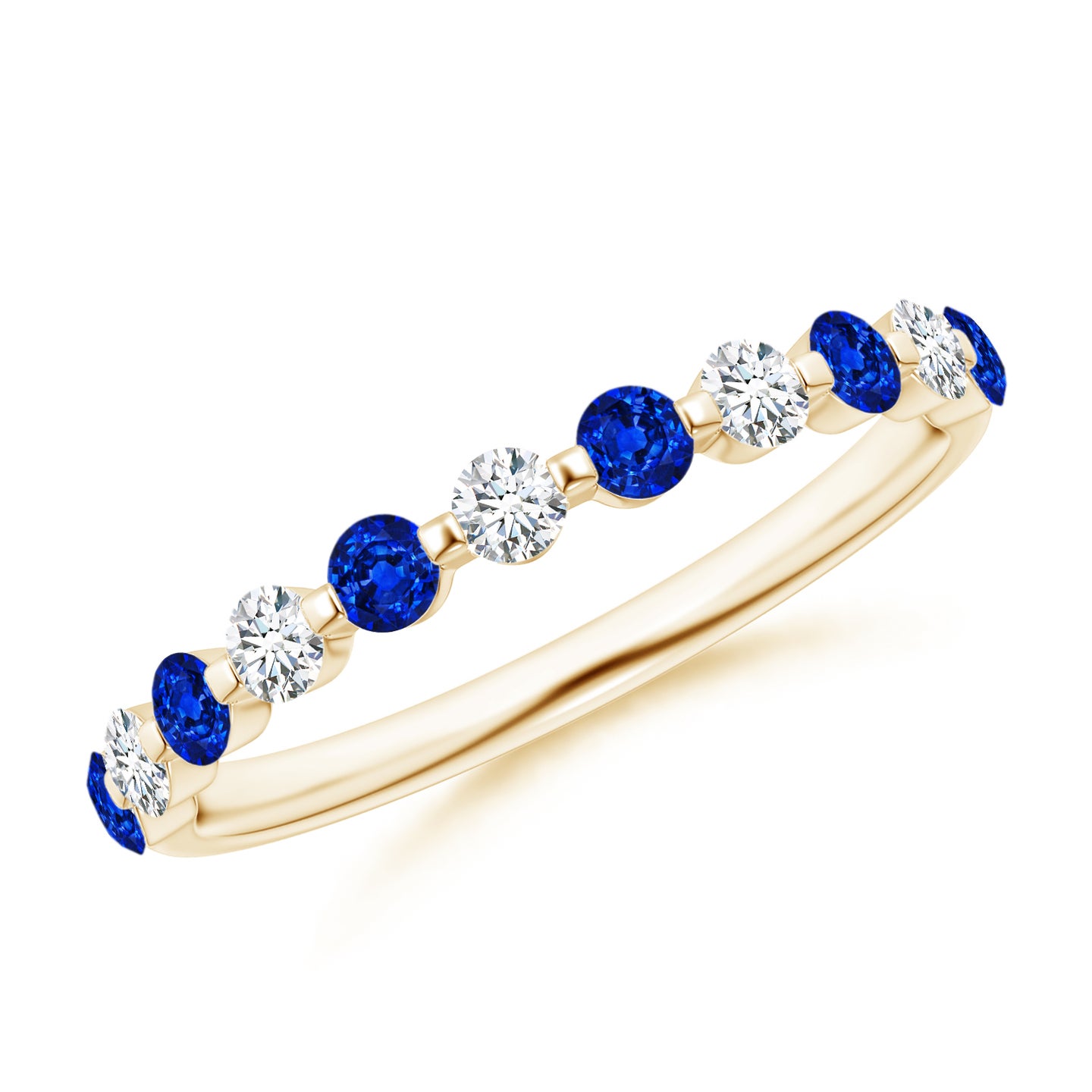 Floating Sapphire and Diamond Semi Eternity Wedding Ring Floating Sapphire and Diamond Semi Eternity Wedding Ring