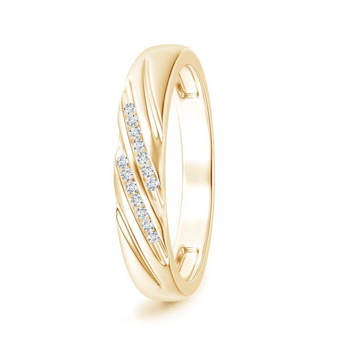 1.15mm GVS2 Slanted Channel Set Diamond Wedding Band for Him in Yellow Gold