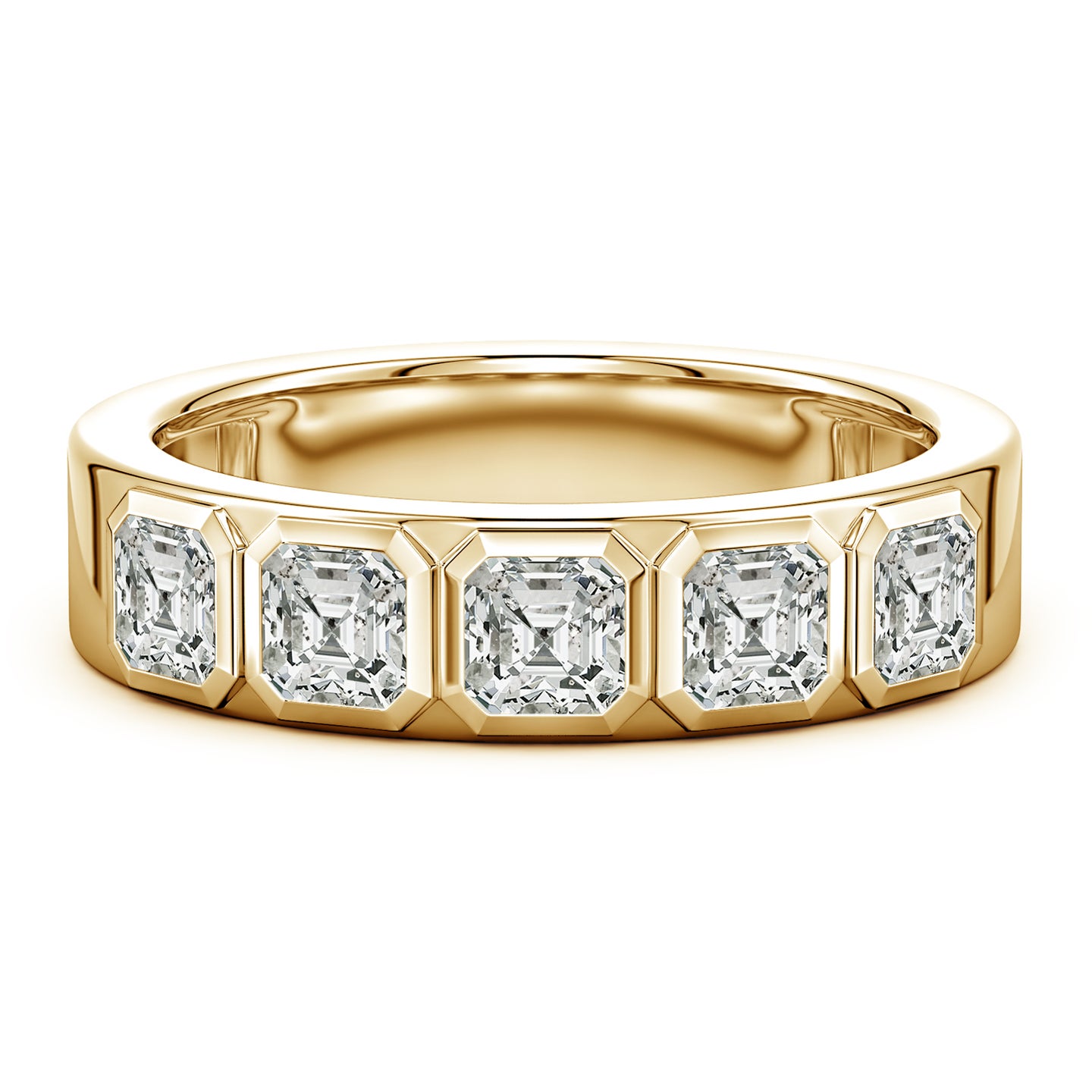 Asscher-Cut Diamond Men’s Semi Eternity Ring 