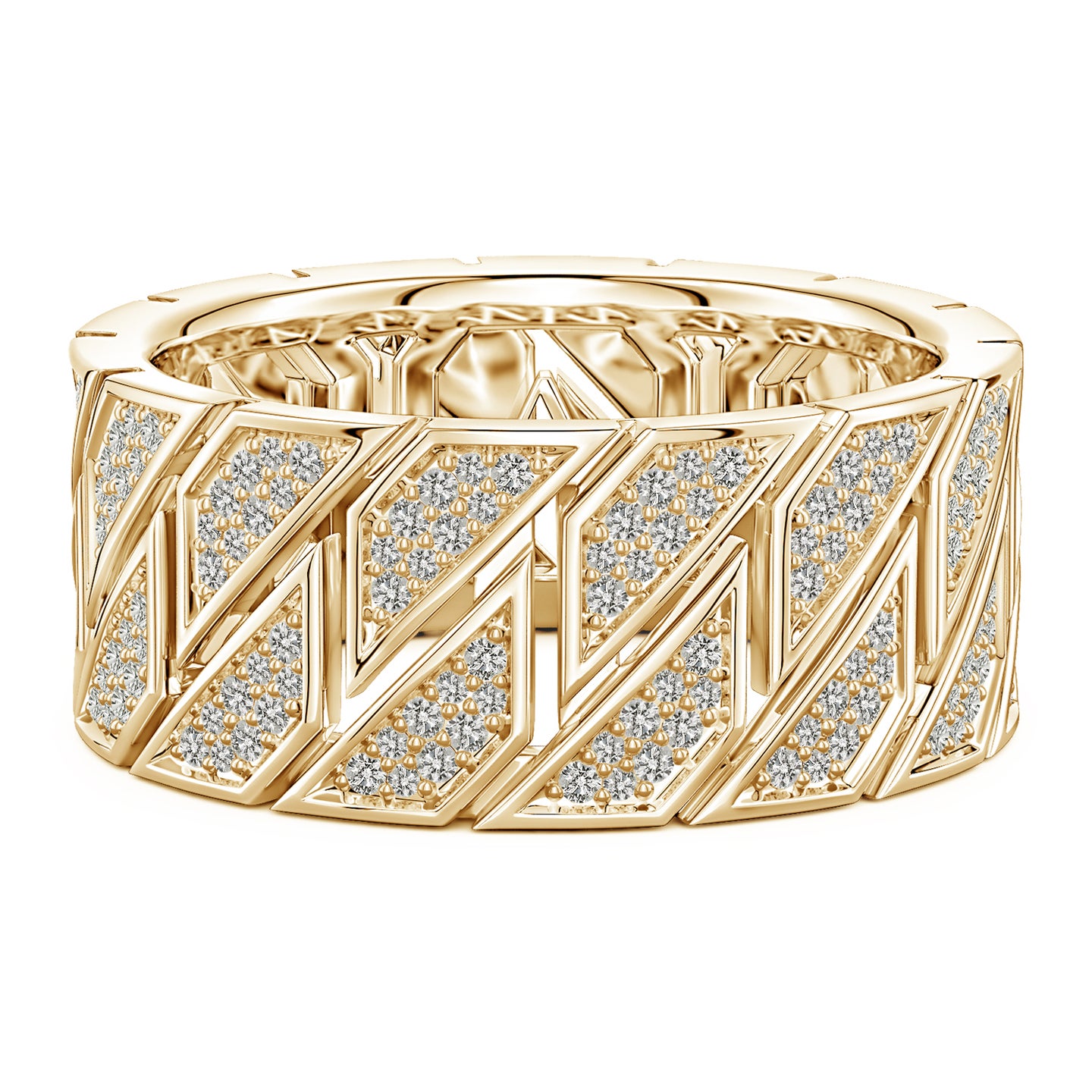 Pave-Set Diamond Men's Octagon-Shaped Link Ring