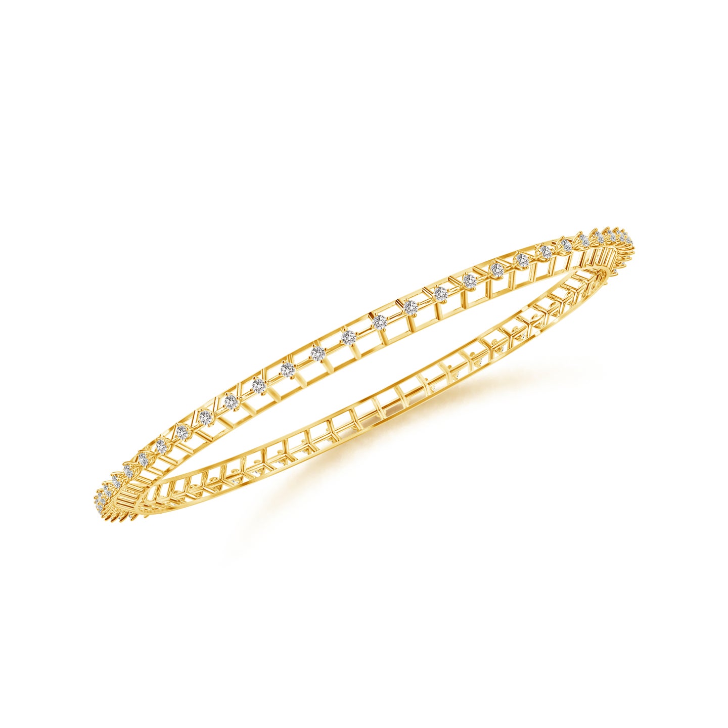 Dainty Diamond Mesh Gold Bangle