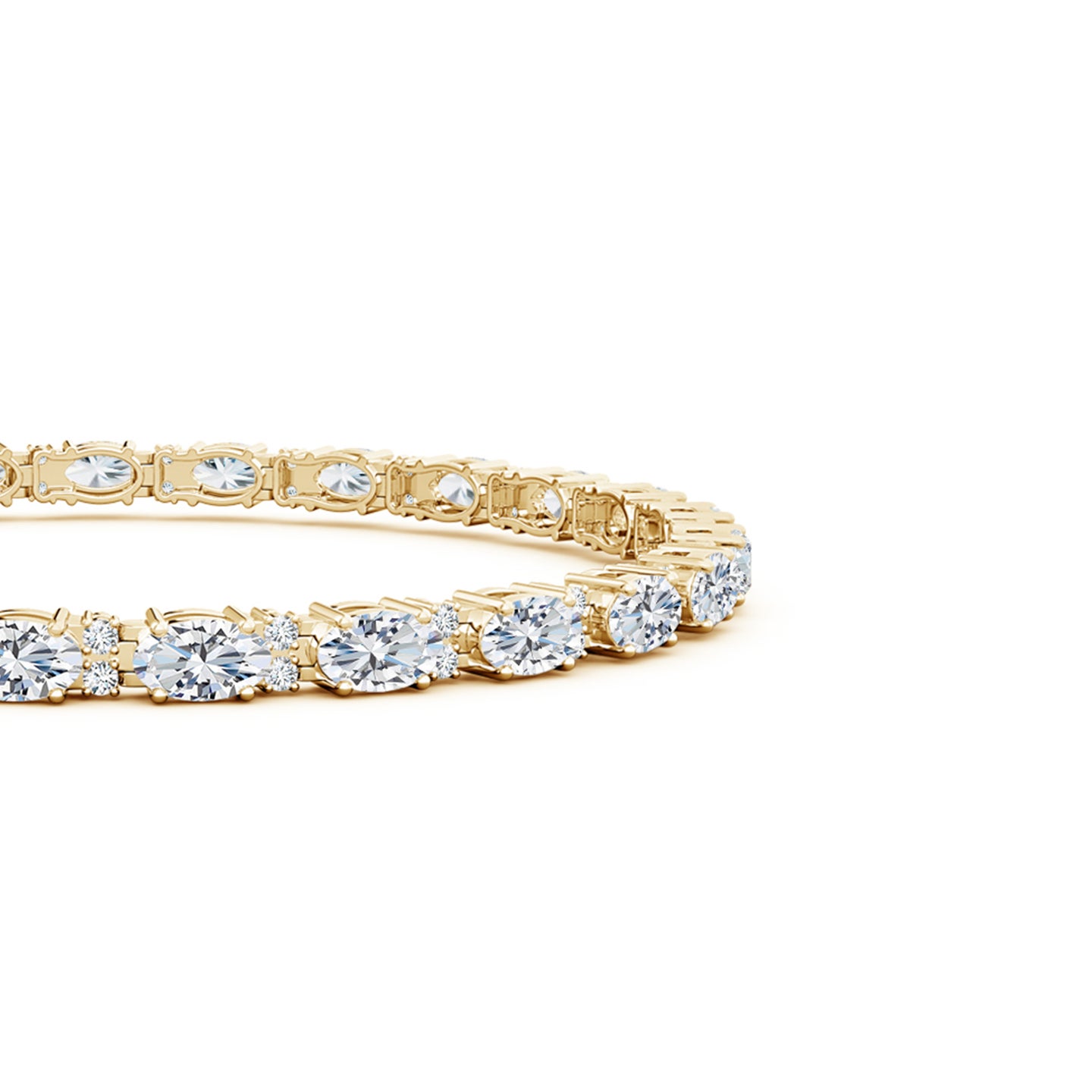 5x3mm FGVS Lab-Grown Classic Oval Diamond Tennis Bracelet With Accents in Yellow Gold