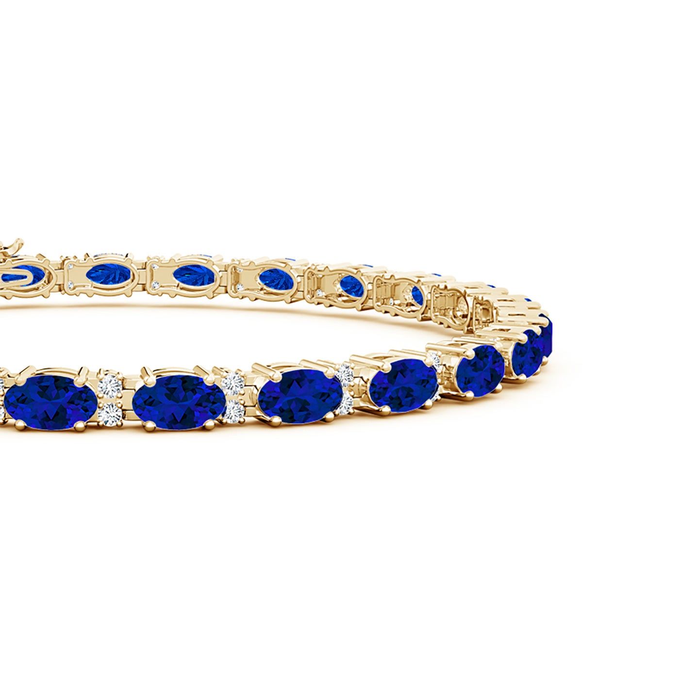 5x3mm Labgrown Lab-Grown Classic Oval Blue Sapphire and Lab Diamond Tennis Bracelet in Yellow Gold 5x3mm Labgrown Lab-Grown Classic Oval Blue Sapphire and Lab Diamond Tennis Bracelet in Yellow Gold