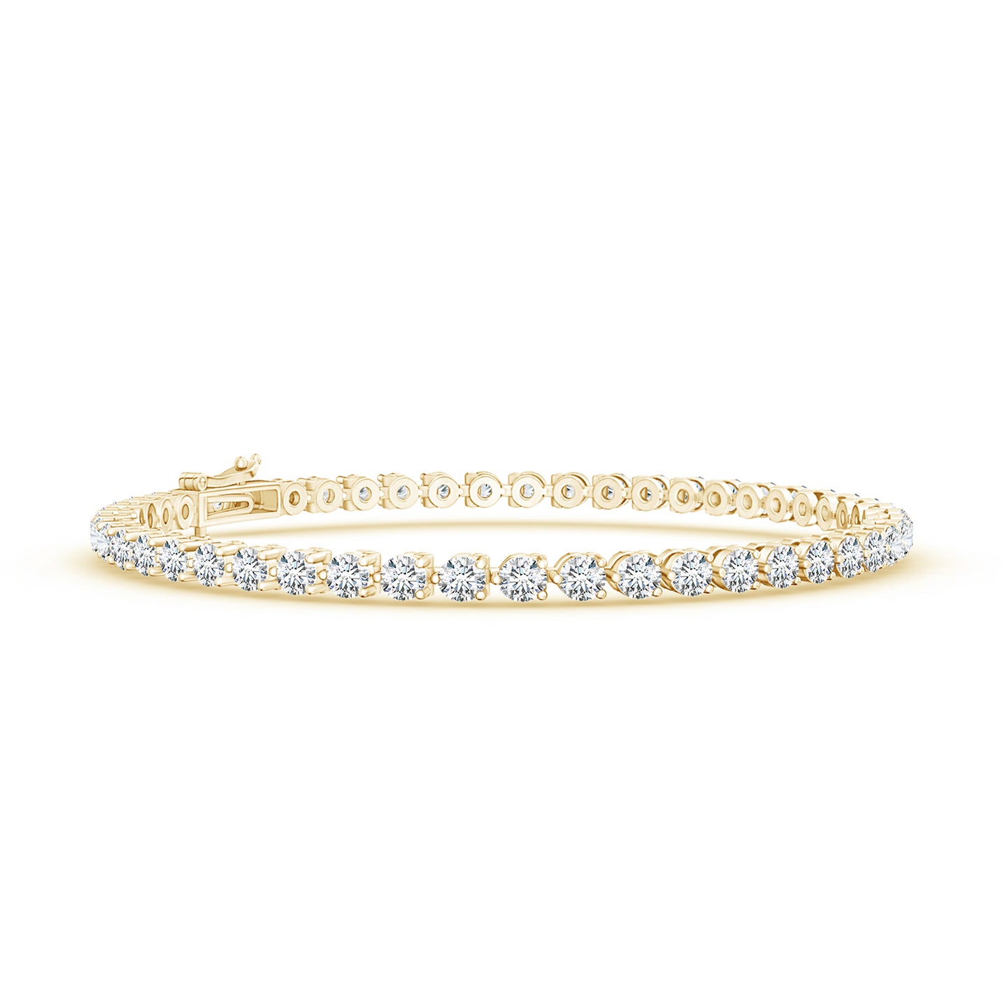 2.4mm FGVS Lab-Grown Round Diamond Link Tennis Bracelet in Yellow Gold