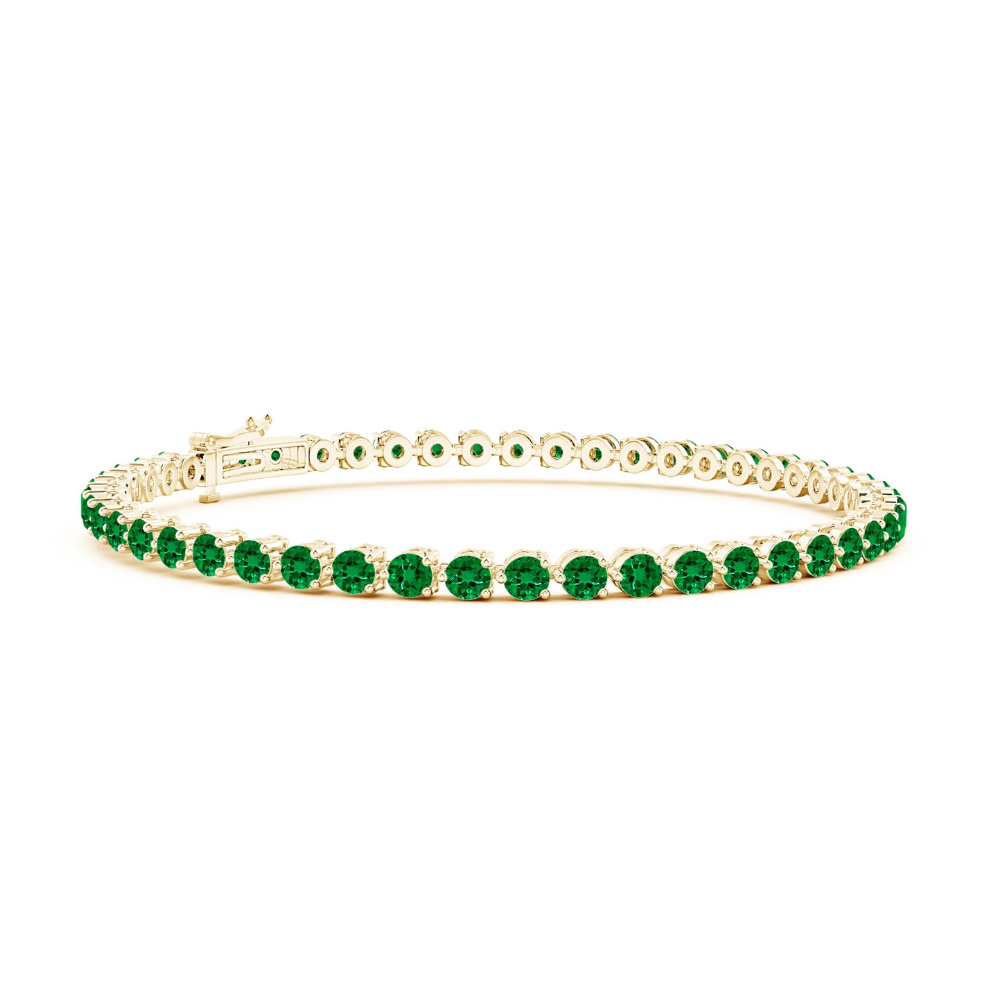 Prong-Set Round Lab-Grown Emerald Link Tennis Bracelet