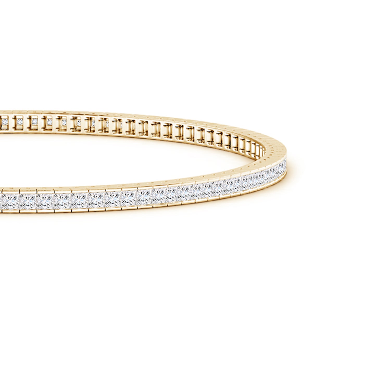 1.6mm FGVS Lab-Grown Channel-Set Princess-Cut Diamond Tennis Bracelet in Yellow Gold