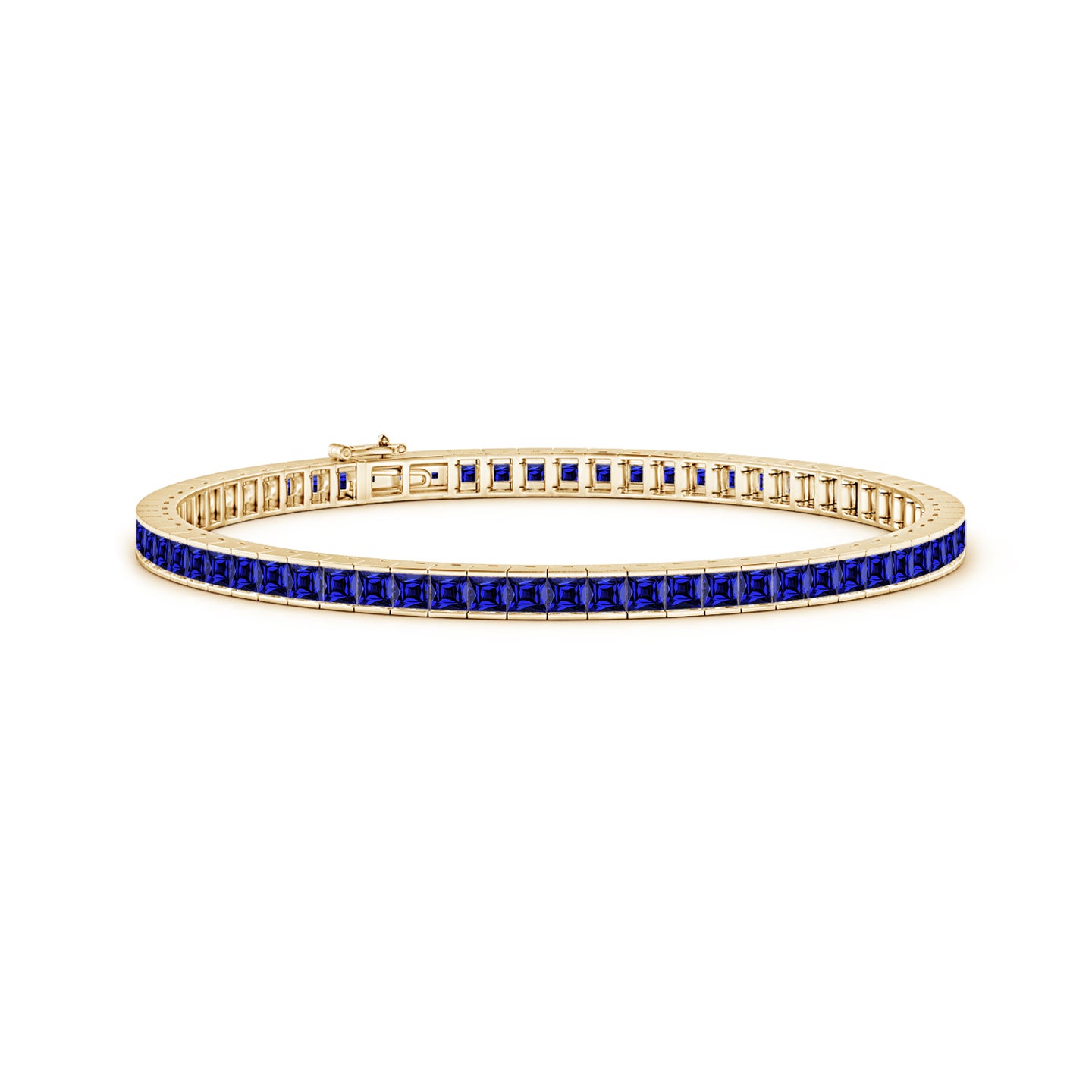 2.5mm Labgrown Lab-Grown Channel-Set Square Sapphire Tennis Bracelet in Yellow Gold 2.5mm Labgrown Lab-Grown Channel-Set Square Sapphire Tennis Bracelet in Yellow Gold