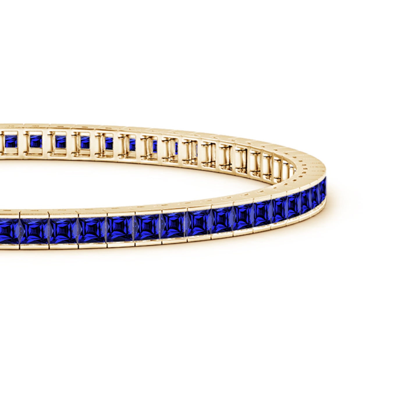 2.5mm Labgrown Lab-Grown Channel-Set Square Sapphire Tennis Bracelet in Yellow Gold 2.5mm Labgrown Lab-Grown Channel-Set Square Sapphire Tennis Bracelet in Yellow Gold