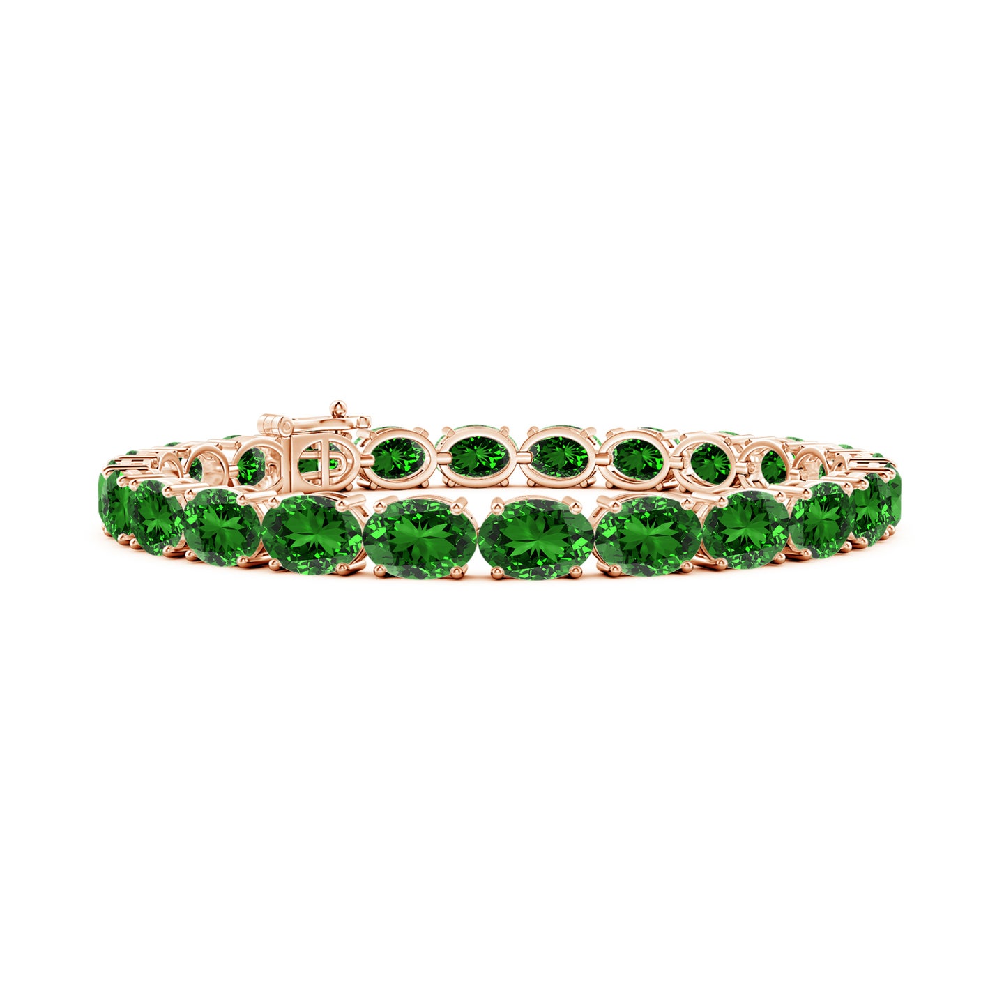 Lab-Grown Classic Oval Emerald Tennis Link Bracelet