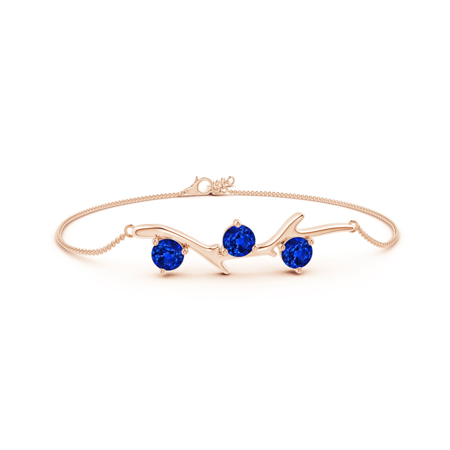 Lab-Grown Nature Inspired Round Blue Sapphire Tree Branch Bracelet Lab-Grown Nature Inspired Round Blue Sapphire Tree Branch Bracelet