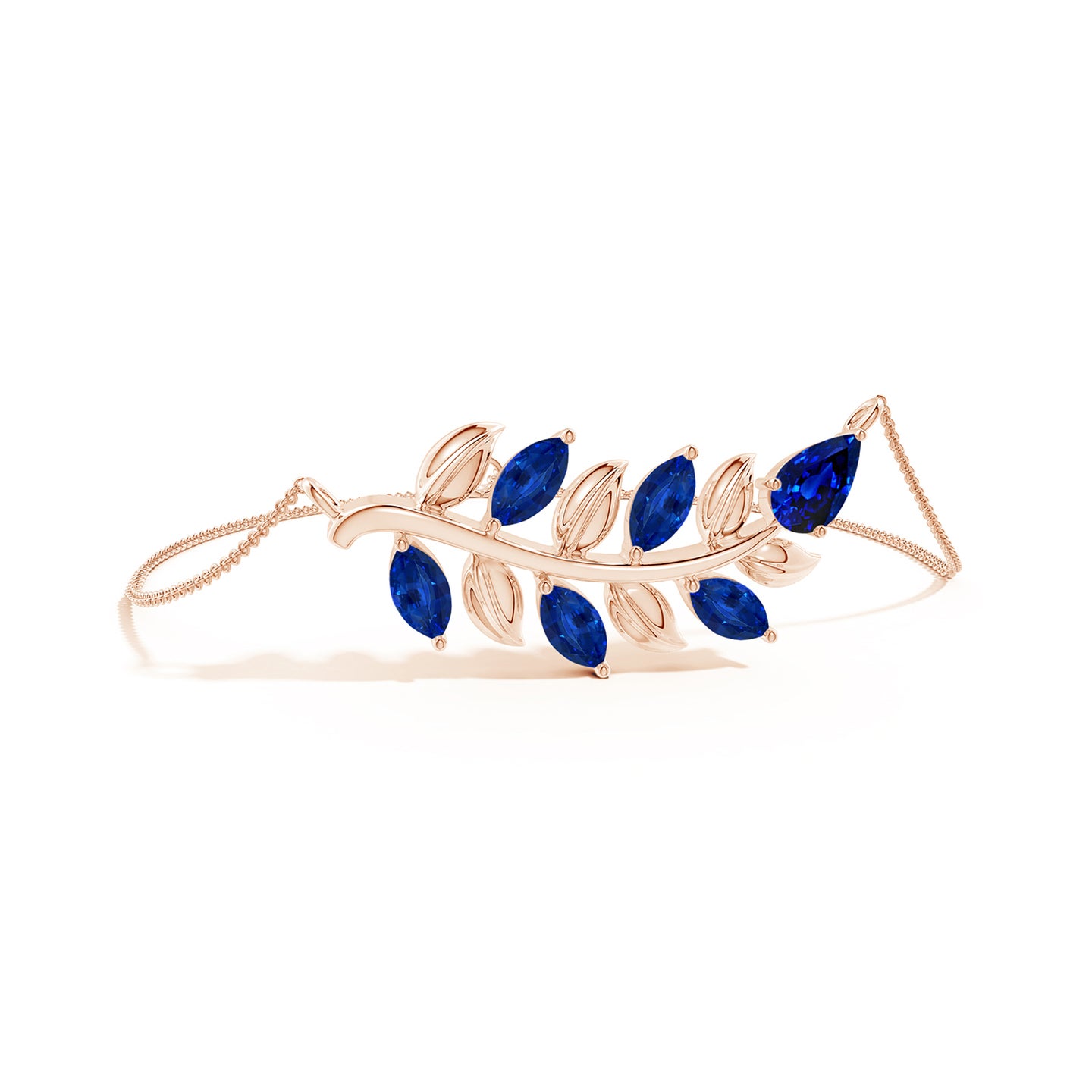 Lab-Grown Pear and Marquise Blue Sapphire Olive Branch Bracelet Lab-Grown Pear and Marquise Blue Sapphire Olive Branch Bracelet