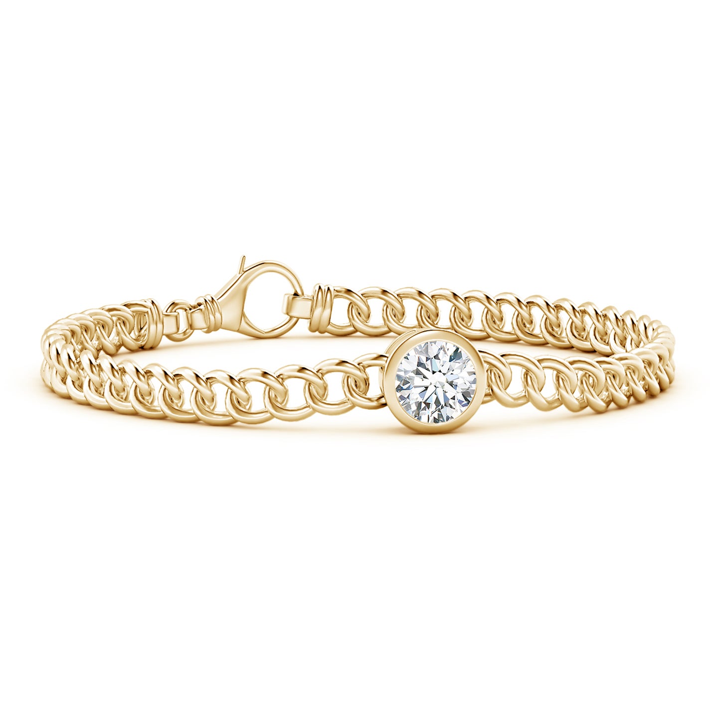 Lab-Grown Bezel-Set Round Diamond Chain Bracelet