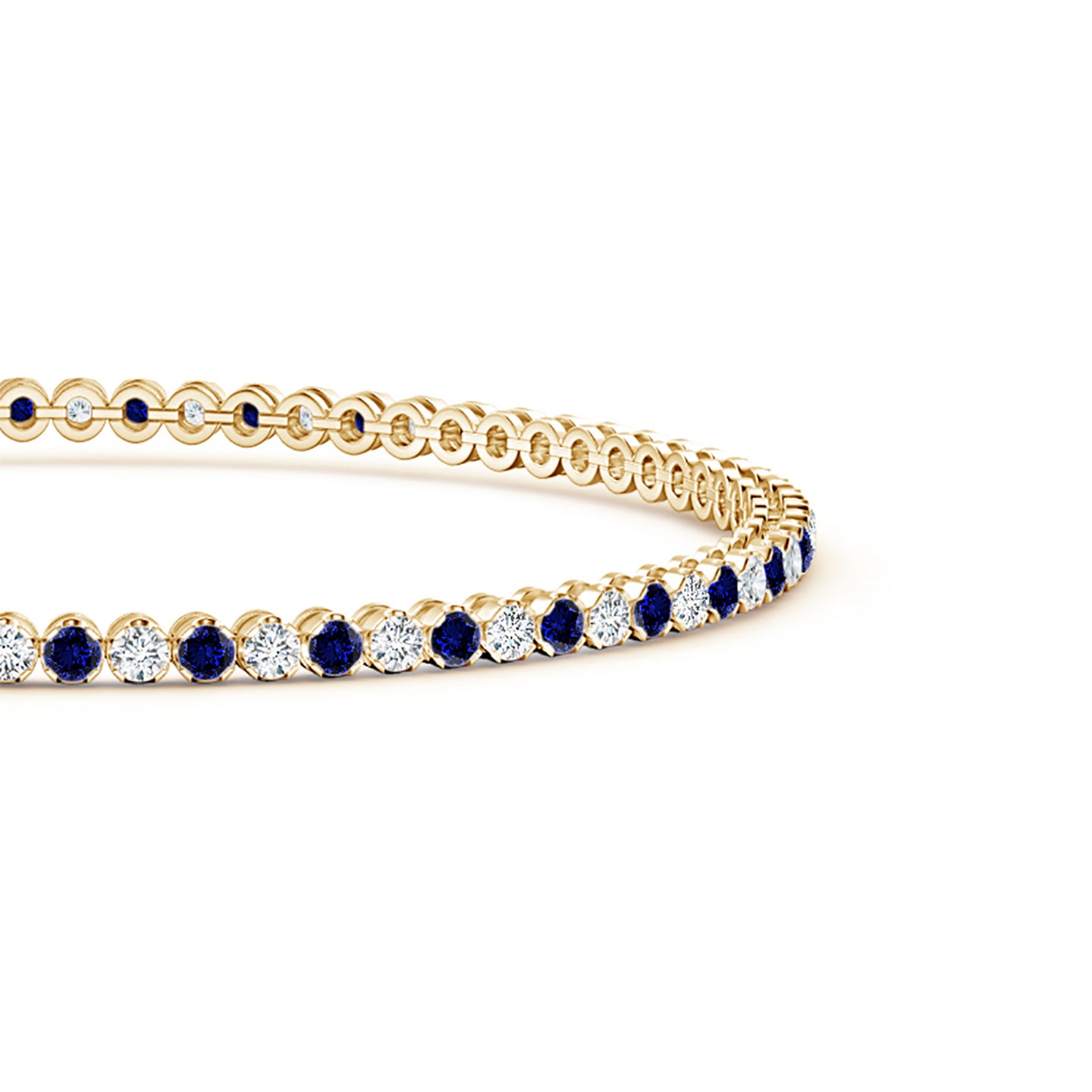 1.5mm Labgrown Lab-Grown Classic Round Sapphire and Diamond Tennis Bracelet in Yellow Gold 1.5mm Labgrown Lab-Grown Classic Round Sapphire and Diamond Tennis Bracelet in Yellow Gold