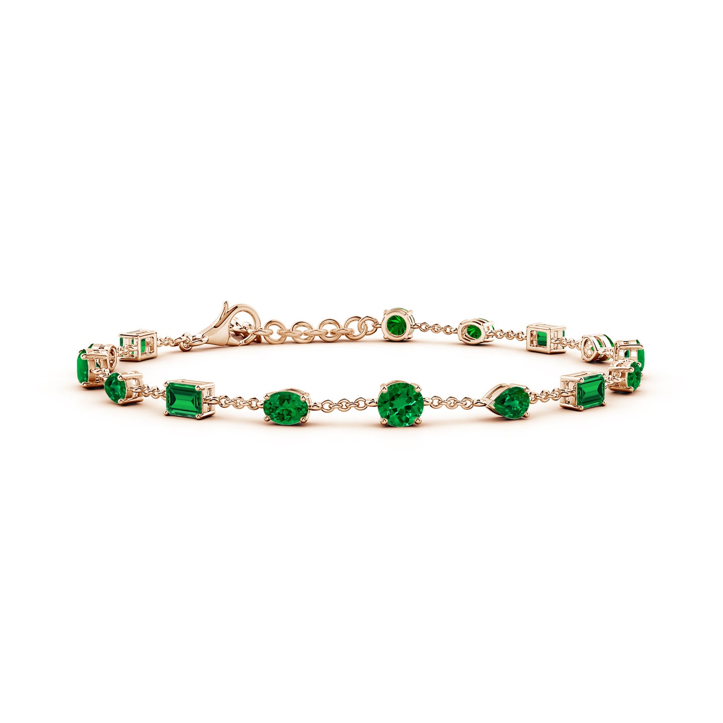Multi-Shape Lab-Grown Emerald Station Bracelet