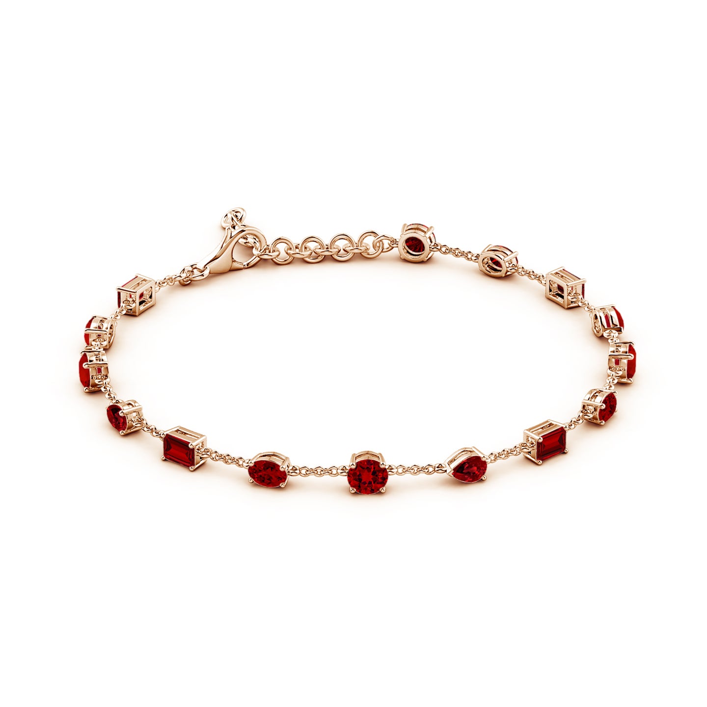 Multi-Shape Lab-Grown Ruby Station Bracelet