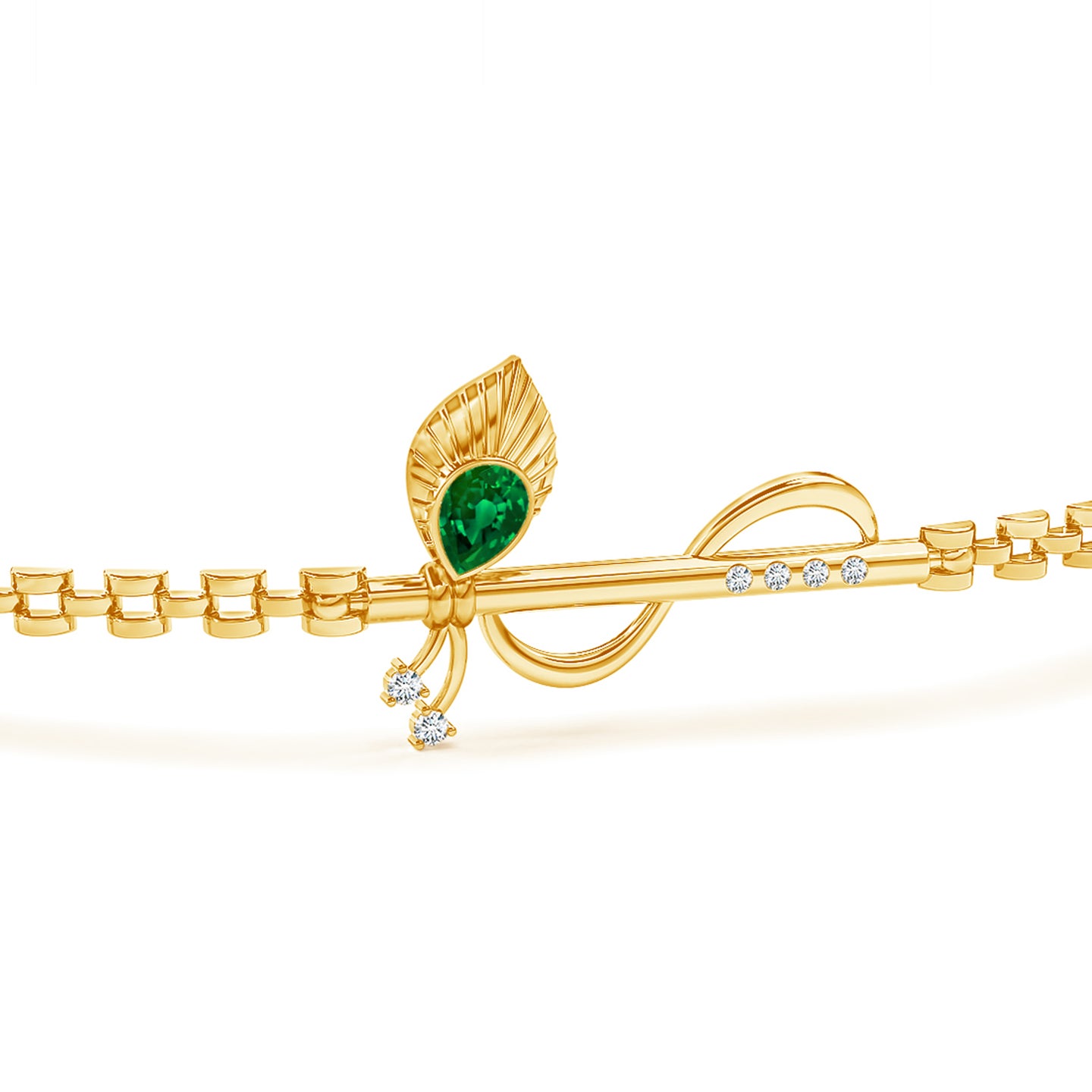  Krishna Peacock Feather Rakhi withLab Grown Emerald and Lab Grown Diamond