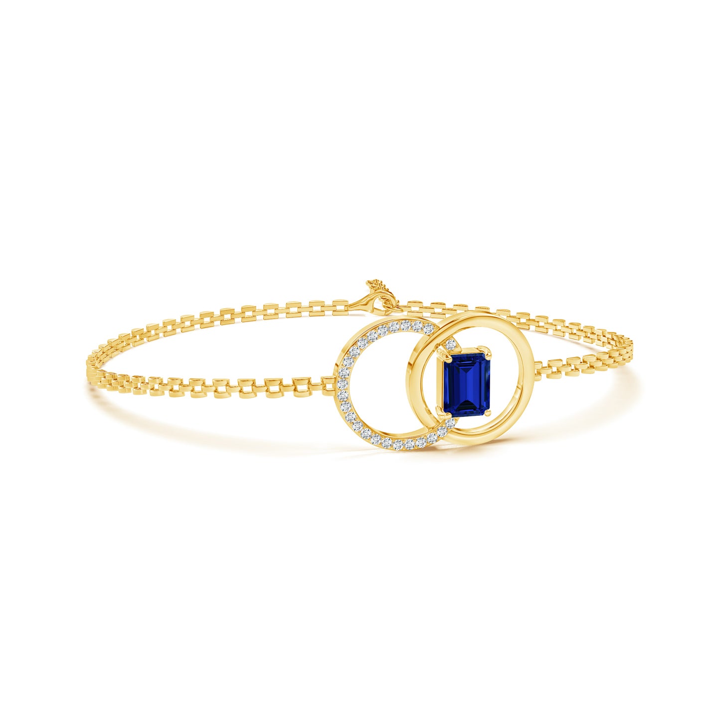 Lab Grown Blue Sapphire Interlocking Circle Rakhi with Lab Grown Diamond