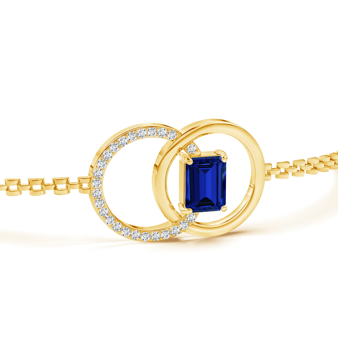 Lab Grown Blue Sapphire Interlocking Circle Rakhi with Lab Grown Diamond Lab Grown Blue Sapphire Interlocking Circle Rakhi with Lab Grown Diamond
