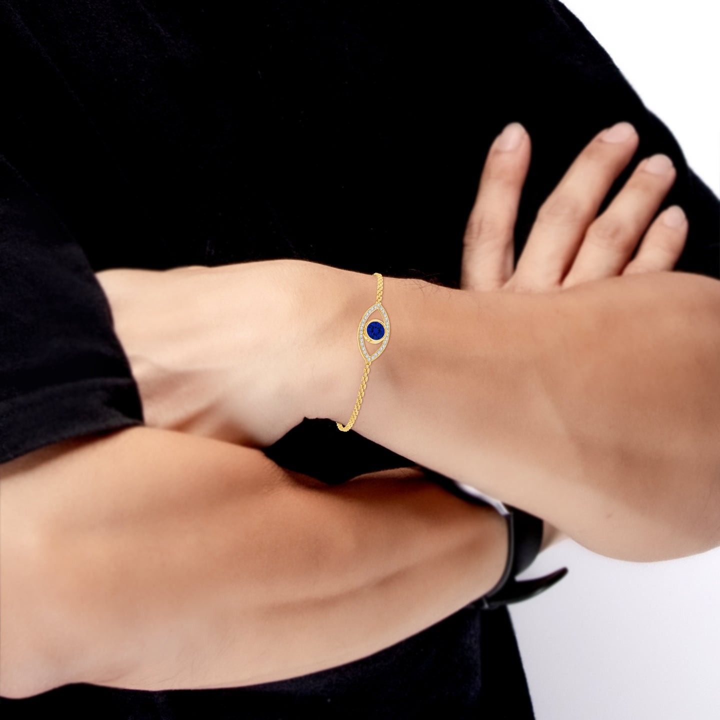 Evil Eye Rakhi With Lab Grown Blue Sapphire and Lab Grown Diamond Evil Eye Rakhi With Lab Grown Blue Sapphire and Lab Grown Diamond